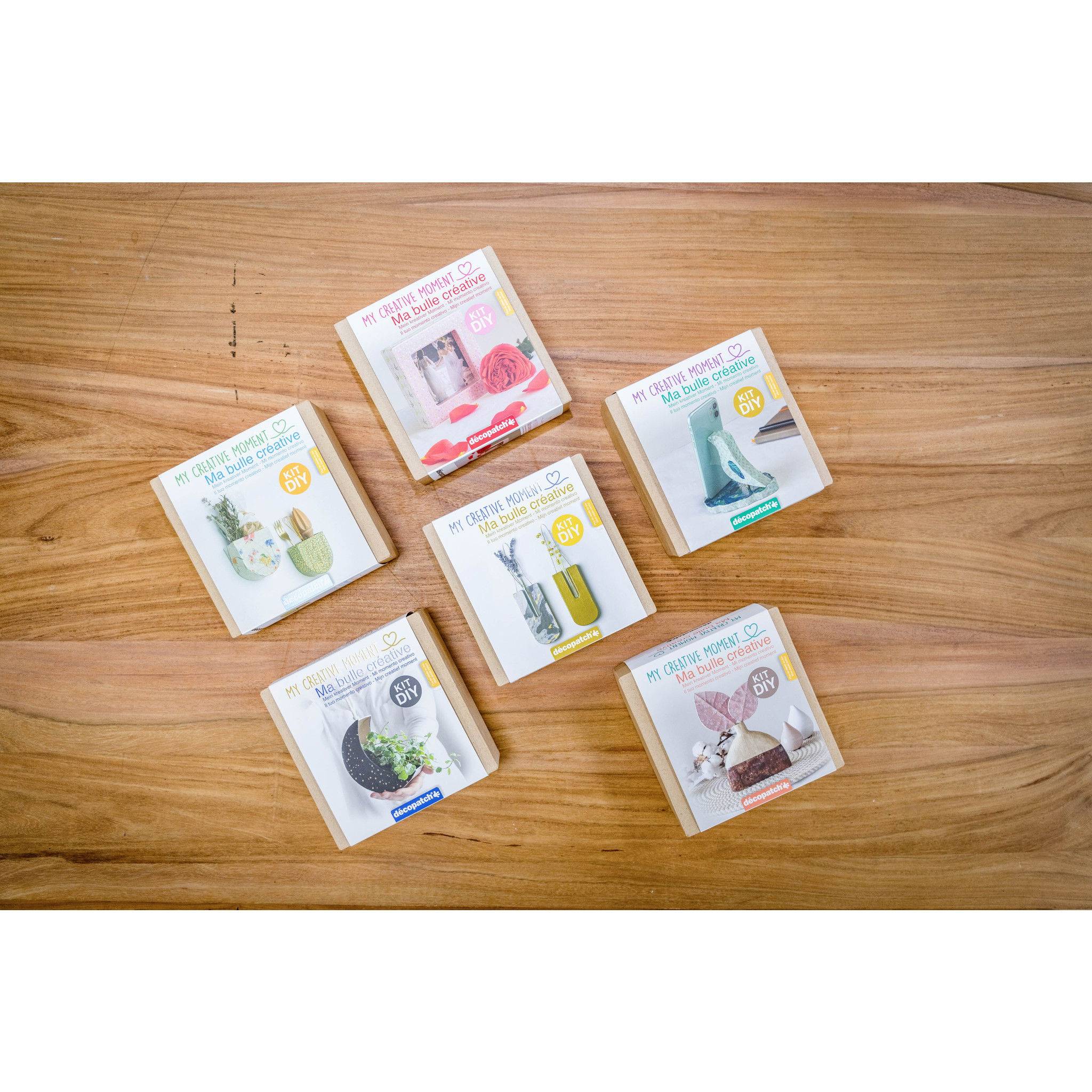 Décopatch 5x Mini-Set für Erwachsene, Mein kreativer Moment, Stielvase KIT042C