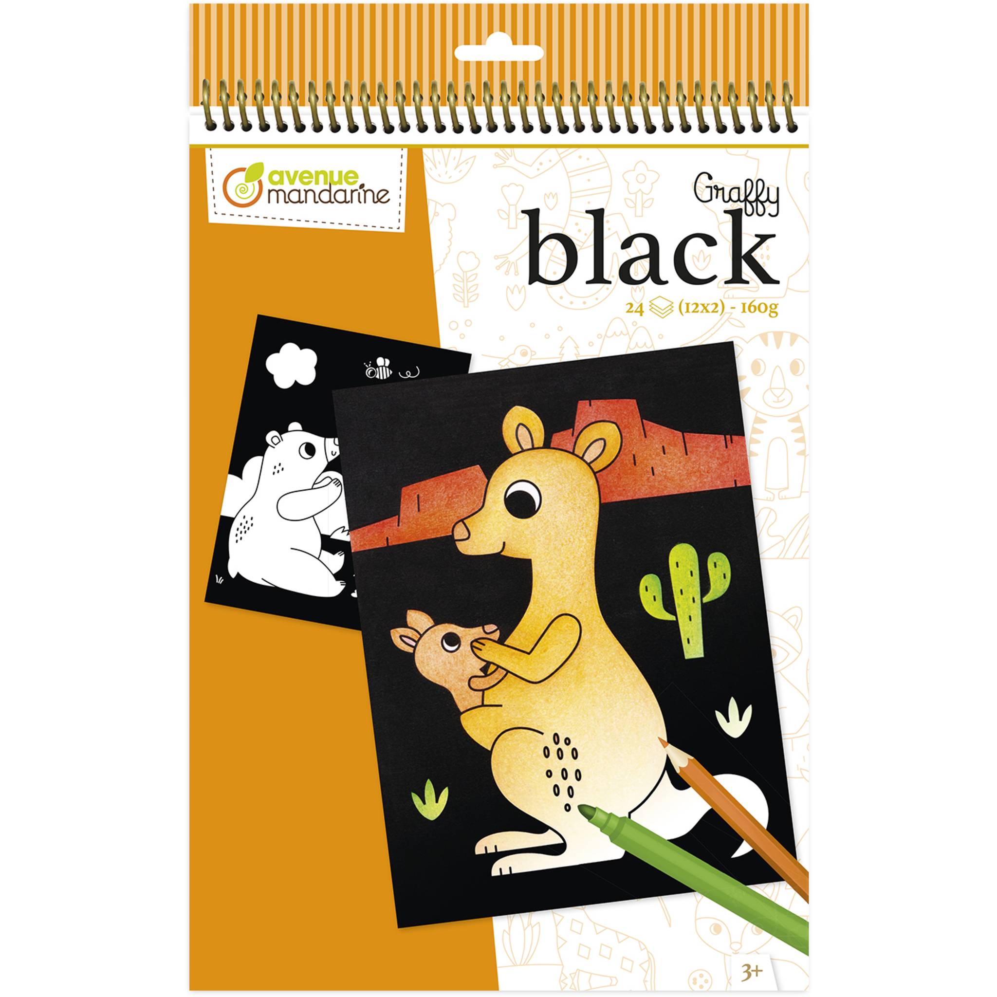 Avenue Mandarine 5x Graffy Black, Tiere der Welt - Orange GY158C