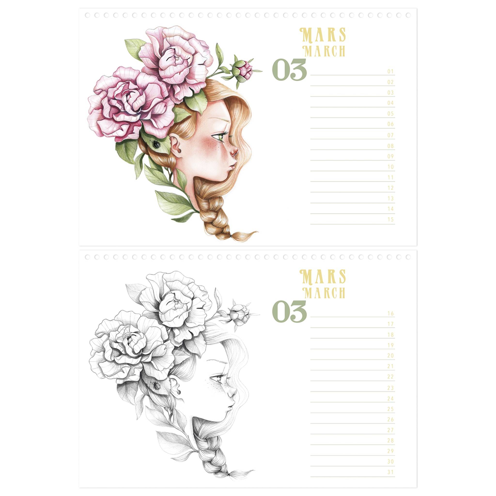 Avenue Mandarine 5x Immerwährender Kalender, Wild - Mehrfarbig GY157C