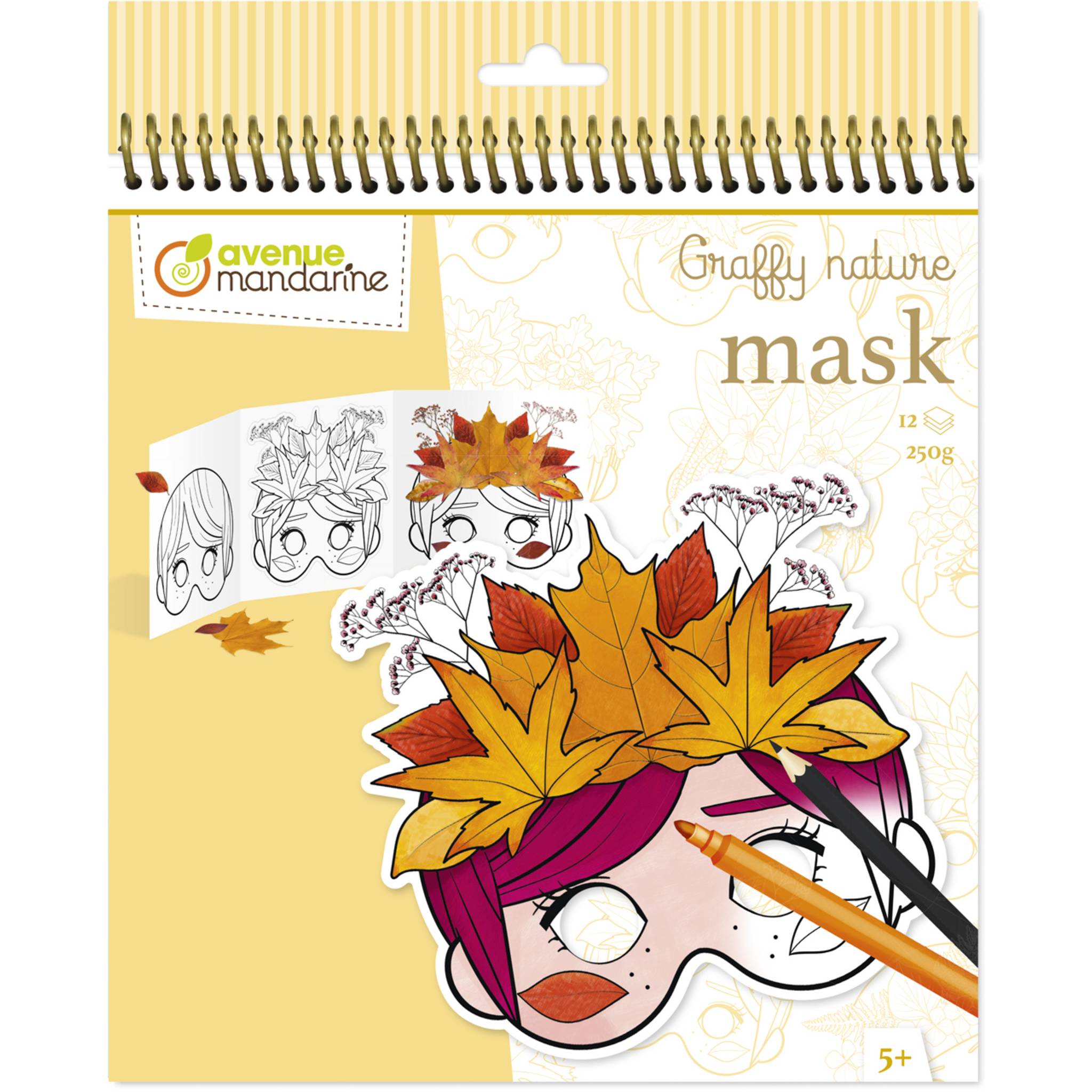 Avenue Mandarine 5x Graffy Nature, Pop Mask - Gelb GY151C