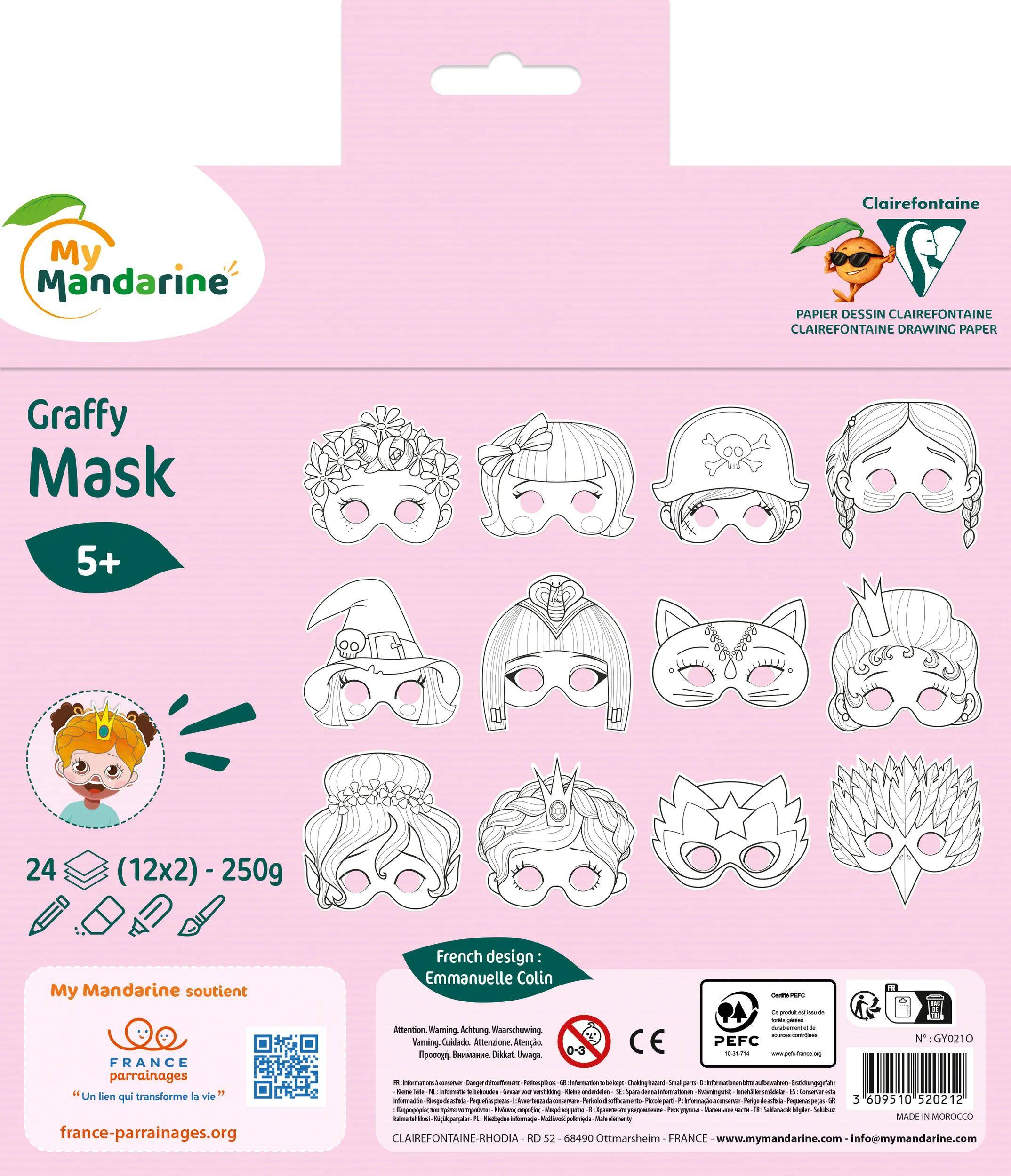 Avenue Mandarine 5x Graffy Pop Mask, Mädchen - Rosa GY021O
