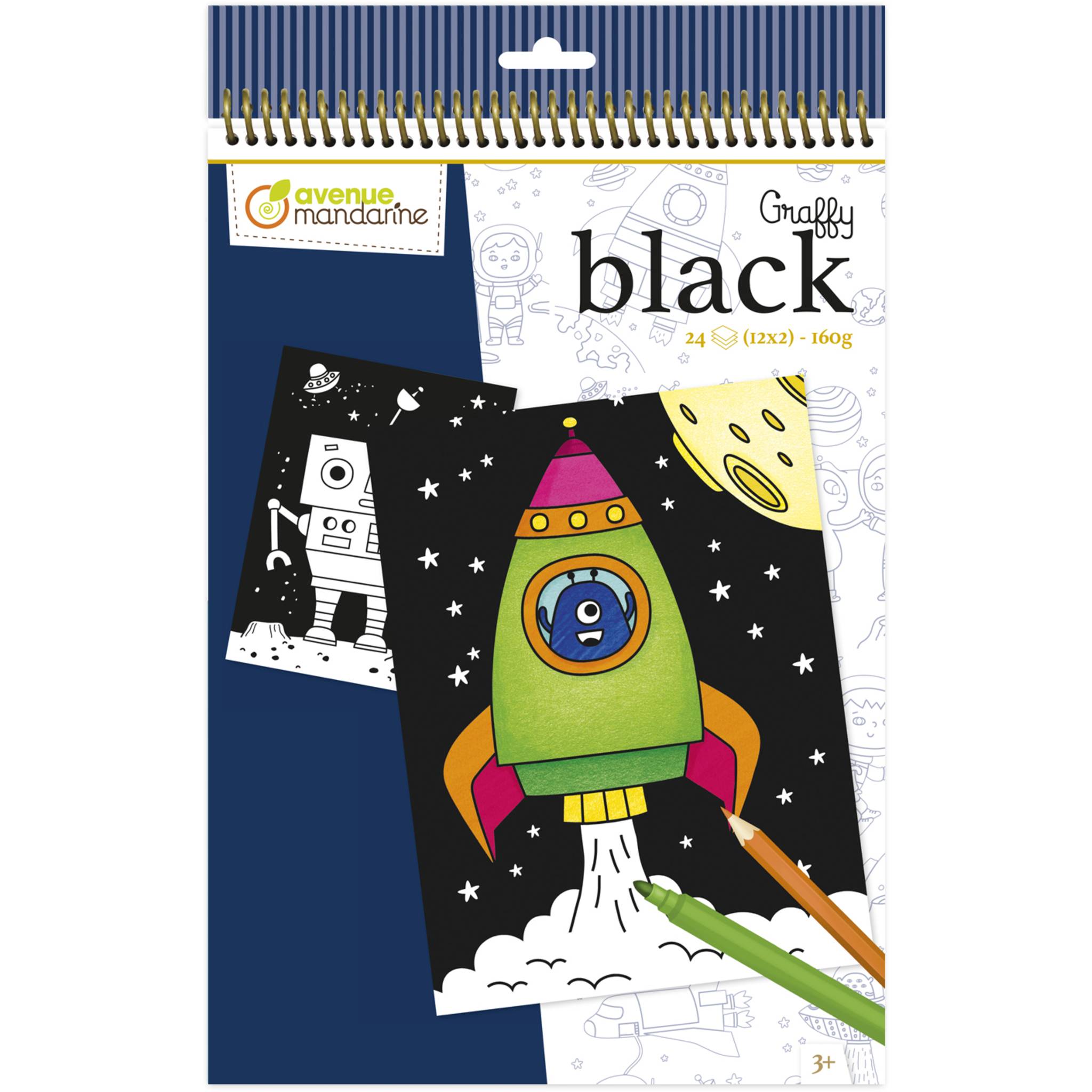 Avenue Mandarine 5x Graffy Black, Weltraum - Blau GY148C