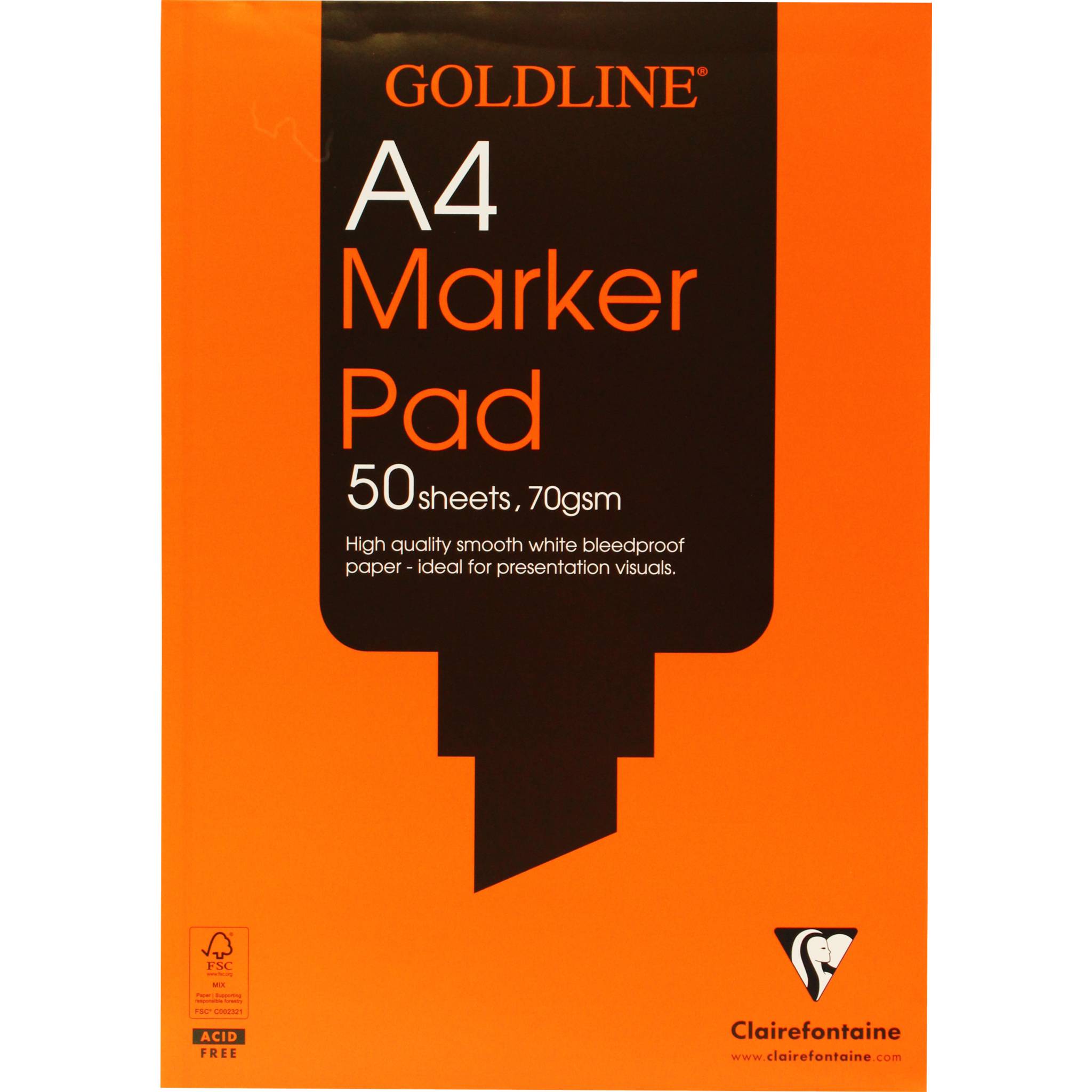 Clairefontaine 5x Goldline Marker Pad, Block geleimt, 50 Blatt A4 70g GPB1A4Z