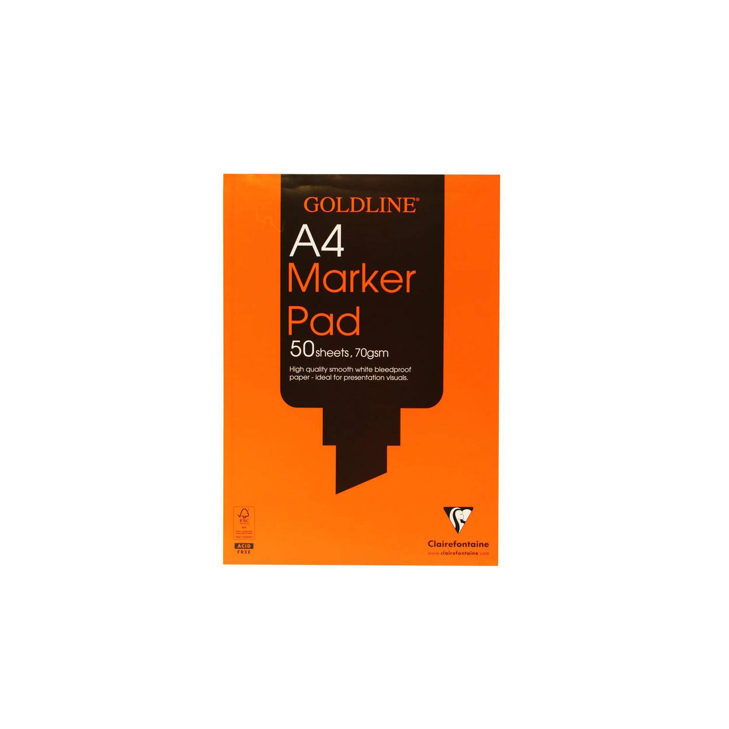 Clairefontaine 5x Goldline Marker Pad, Block geleimt, 50 Blatt A4 70g GPB1A4Z