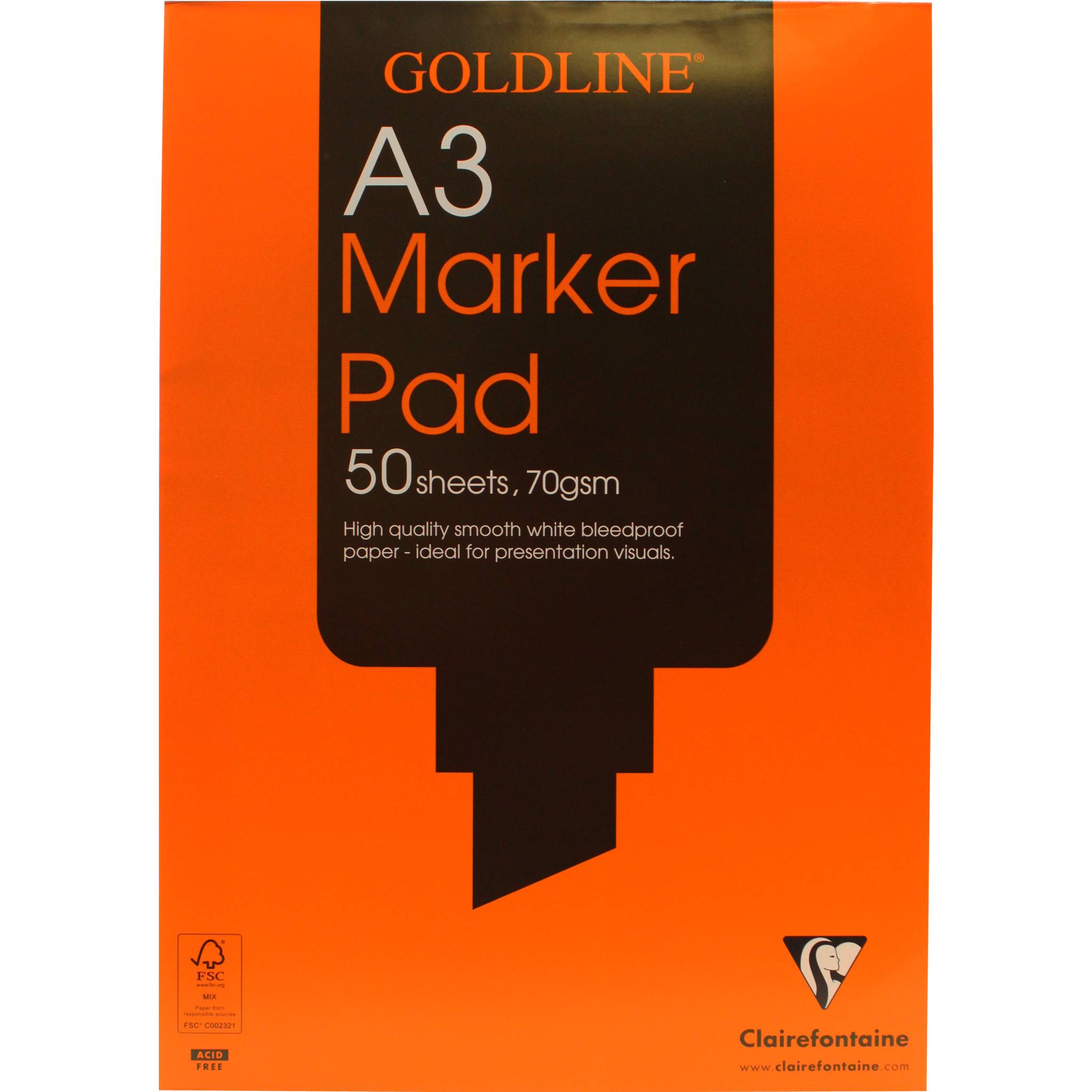 Clairefontaine 5x Goldline Marker Pad, Block geleimt, 50 Blatt A3 70g GPB1A3Z