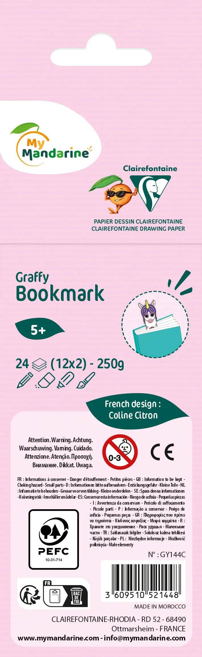 Avenue Mandarine 5x Graffy Bookmark, Einhörner GY144C