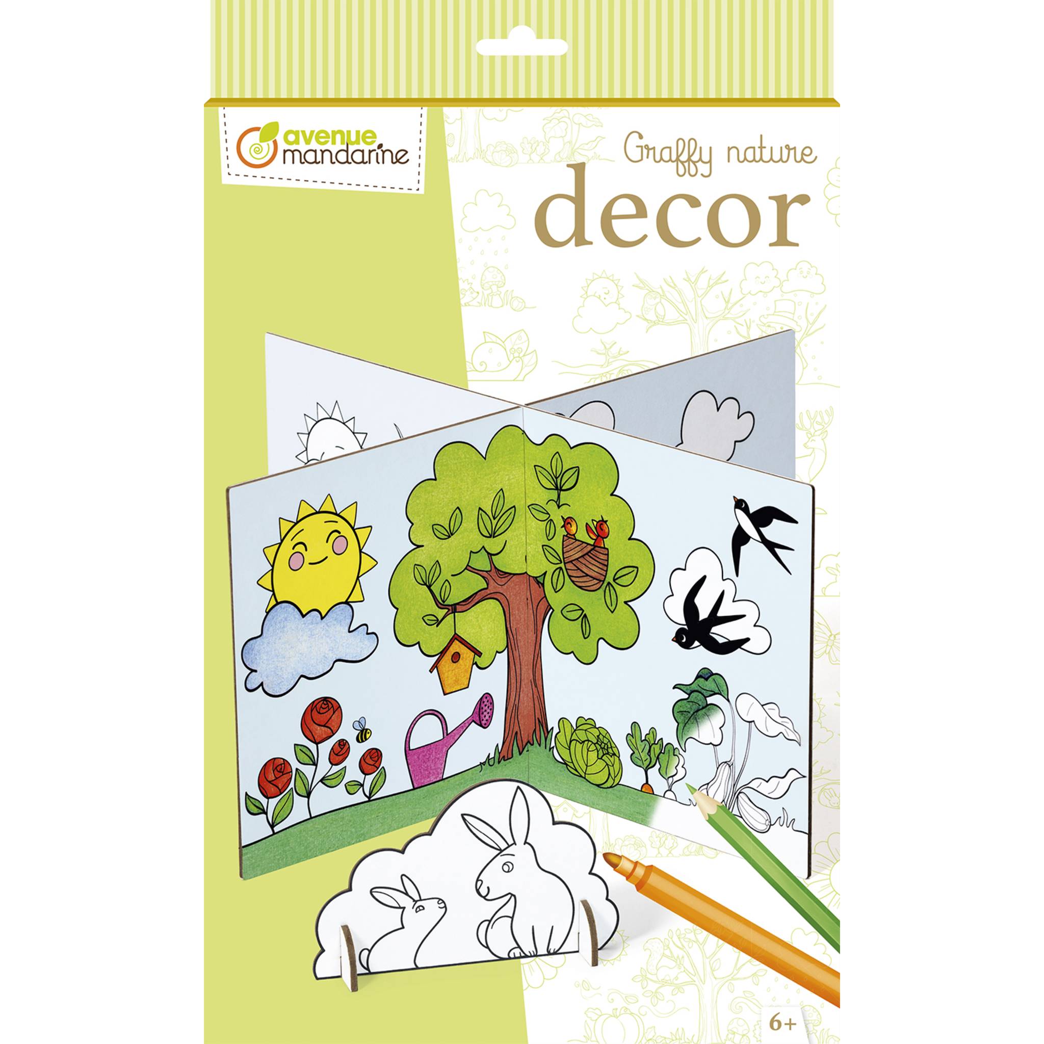 Avenue Mandarine 5x Graffy Natur, Dekor - Grün GY143C