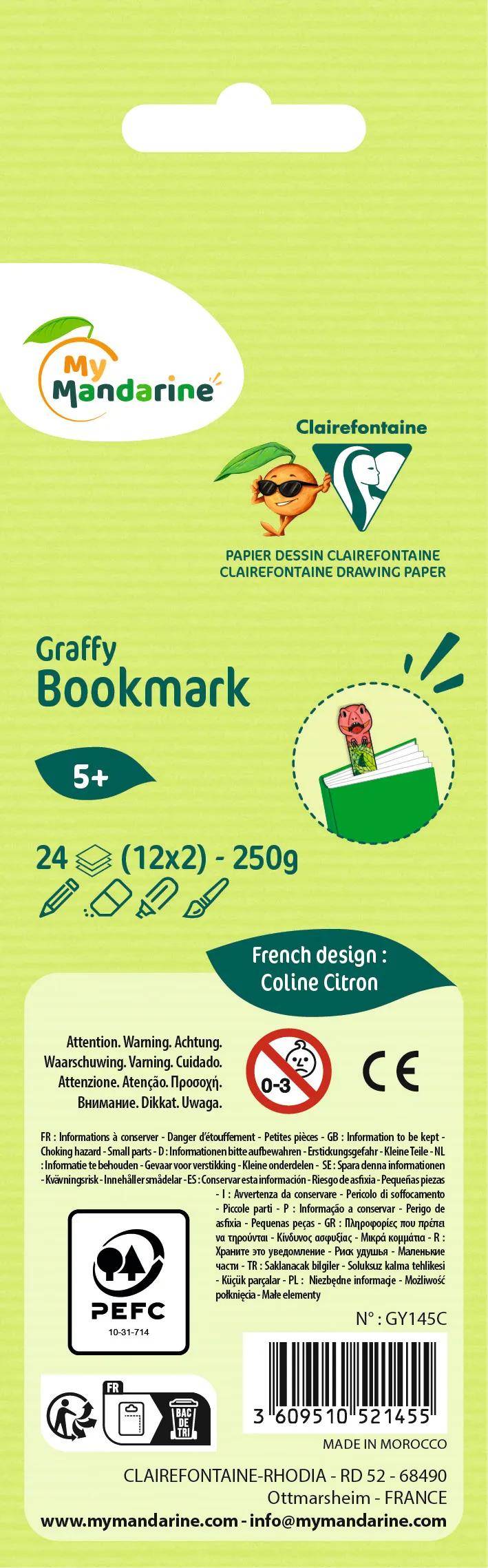 Avenue Mandarine 5x Graffy Bookmark, Dinosaurier GY145C
