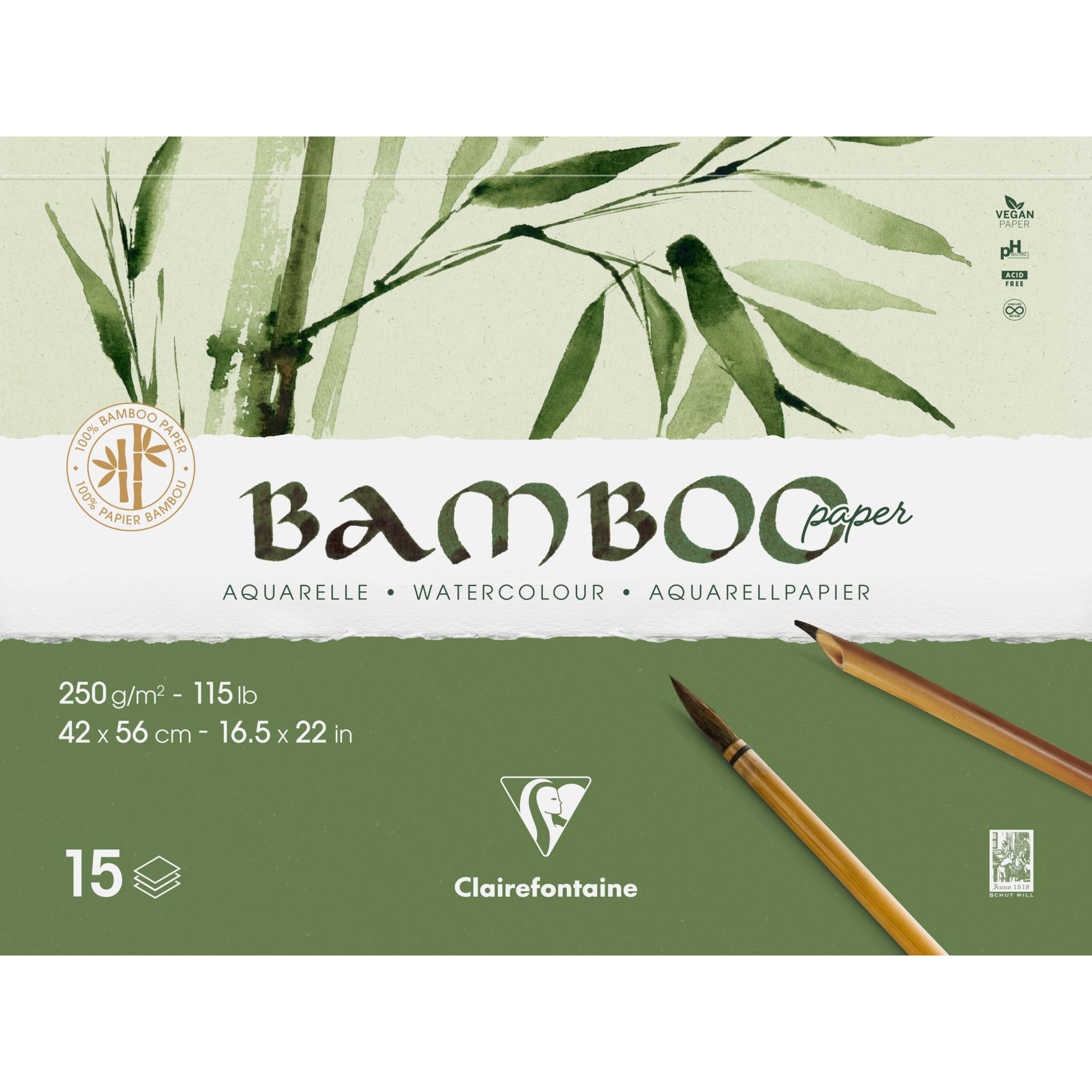 Clairefontaine 2x 2-seitig geleimter Block 15 Blatt Bambuspapier 42x56cm 975916C