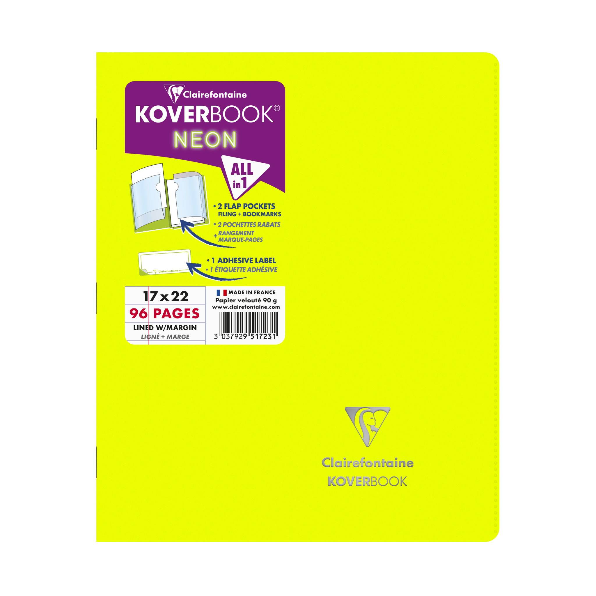 Clairefontaine 10x Neon Notizheft 17x22cm, 48 Blatt liniert Sortiert 951723C