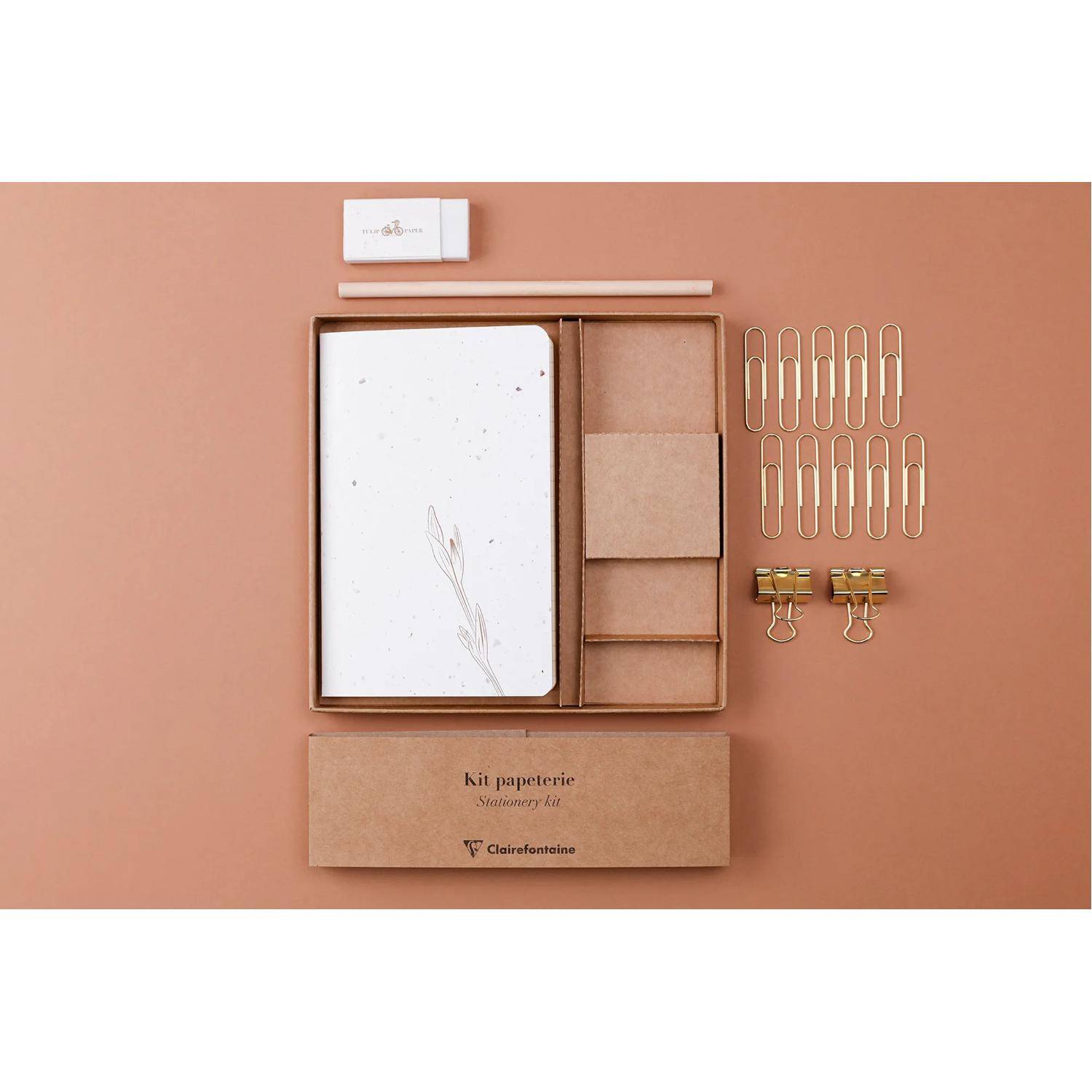 Clairefontaine 3x Briefpapier Set 11x17 cm 32 Blatt liniert Bleistift 813074C