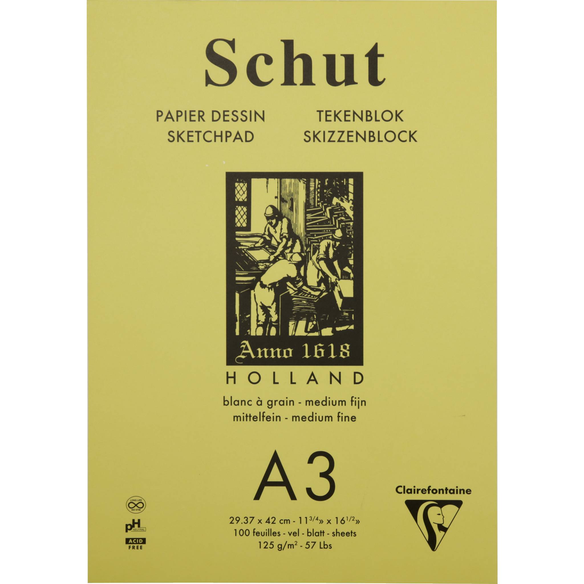 Clairefontaine 2x Skizzenblock A3 100 Blatt weiß telfeine Körnung SCH11803C