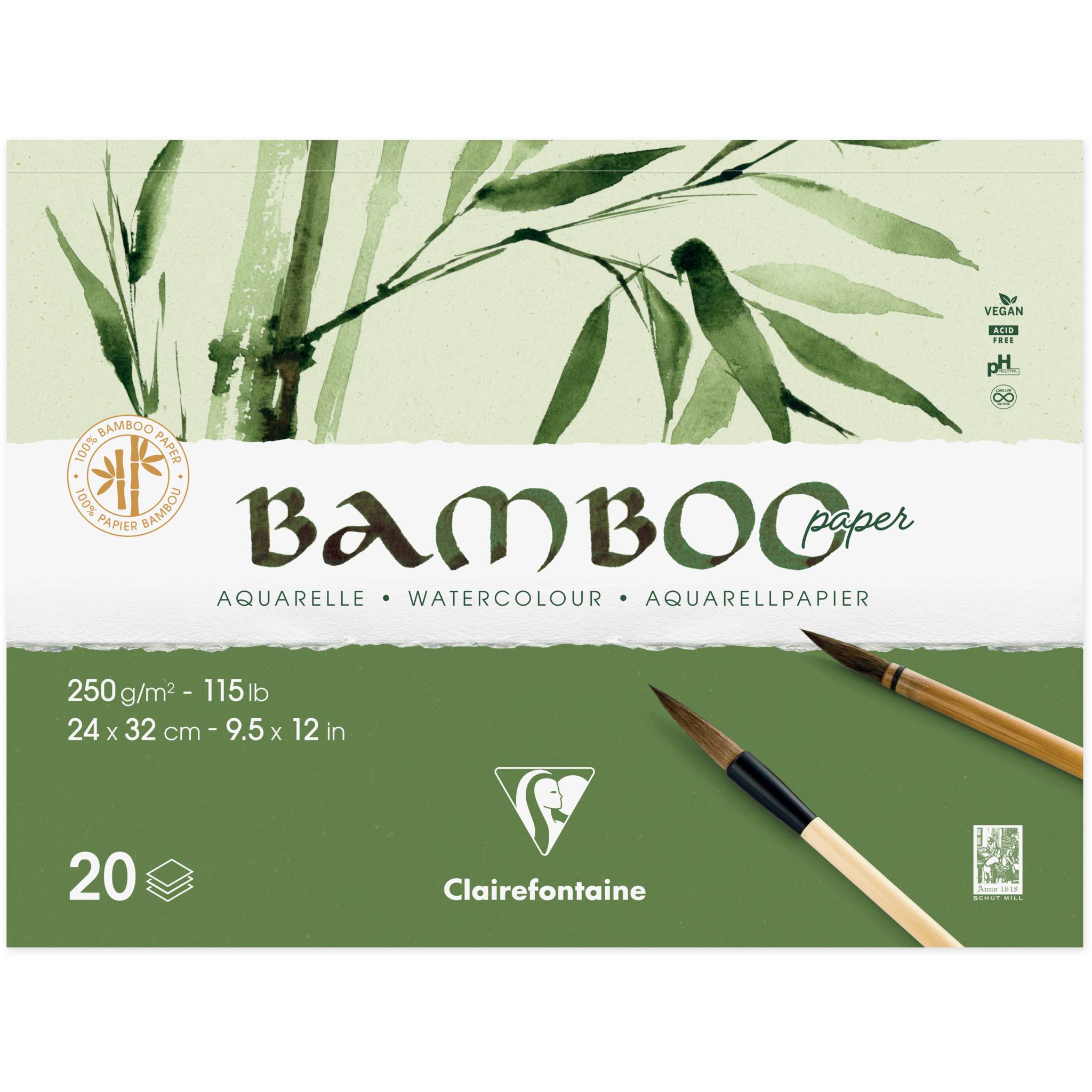 Clairefontaine 2x 2-seitig geleimter Block 20 Blatt Bambuspapier 32x24cm 975913C
