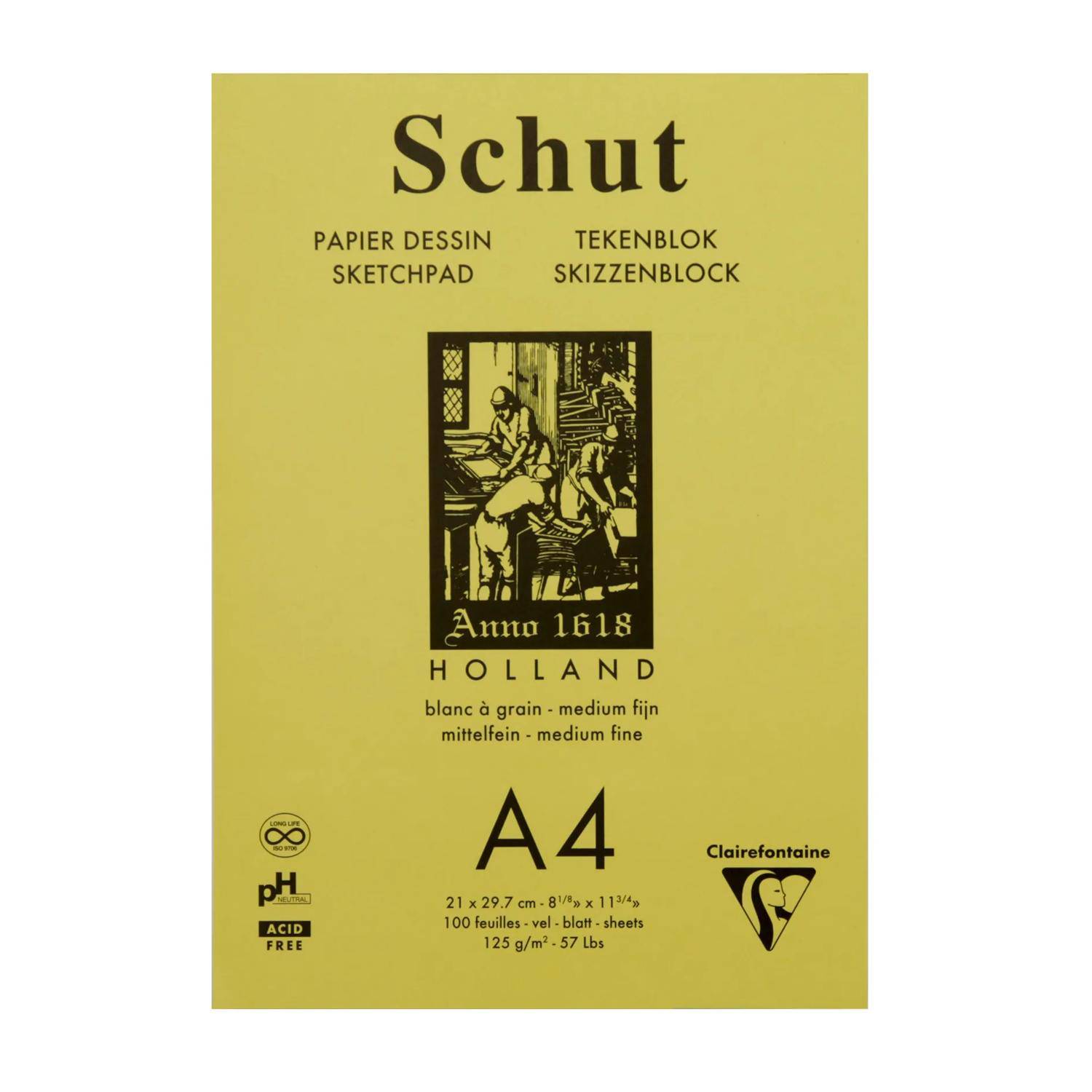 Clairefontaine 5x Skizzenblock A4 100 Blatt weiß telfeine Körnung SCH11804C