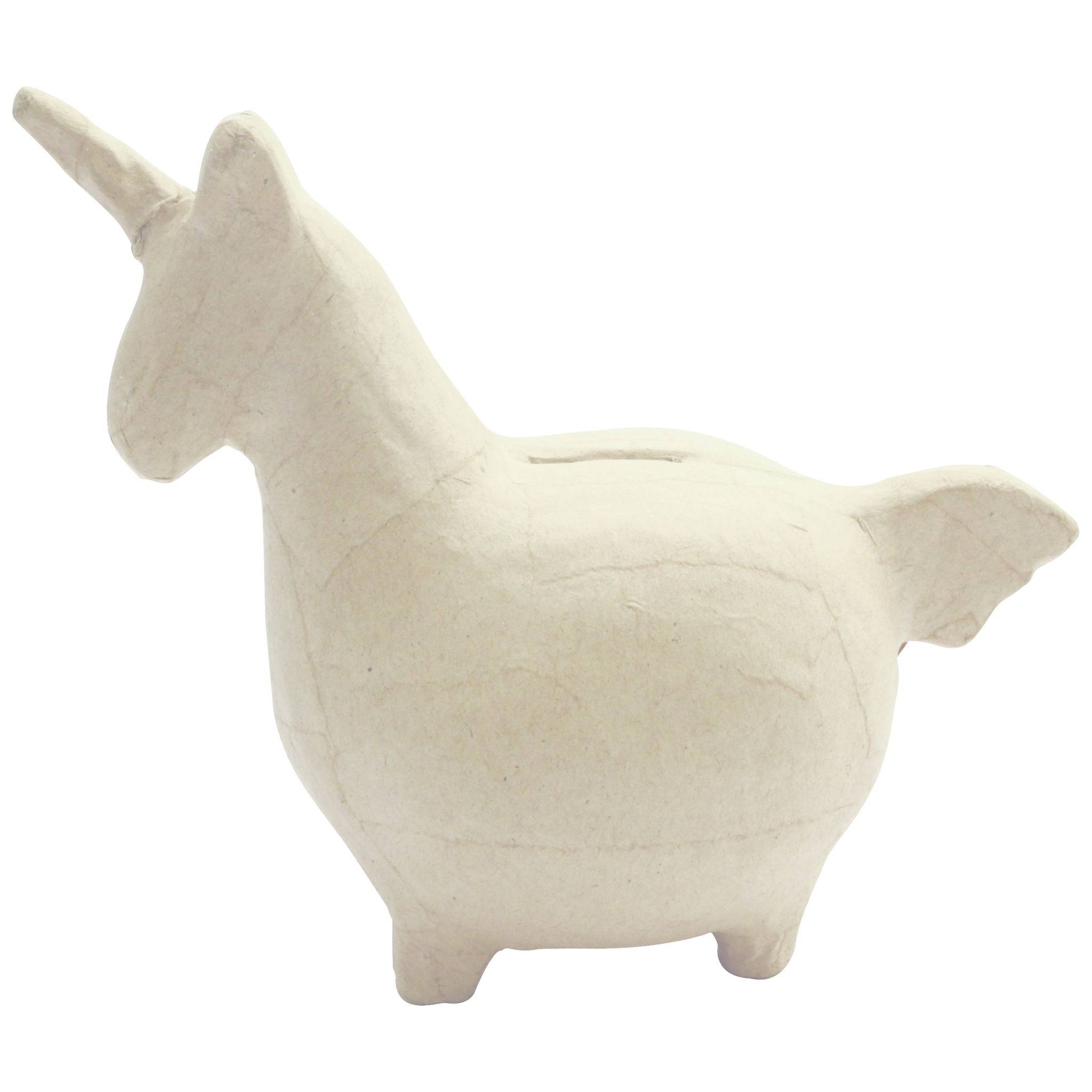 Décopatch 2x Pappmaché, Spardose Einhorn 19,5x10x15,5cm Kartonbraun AC840C