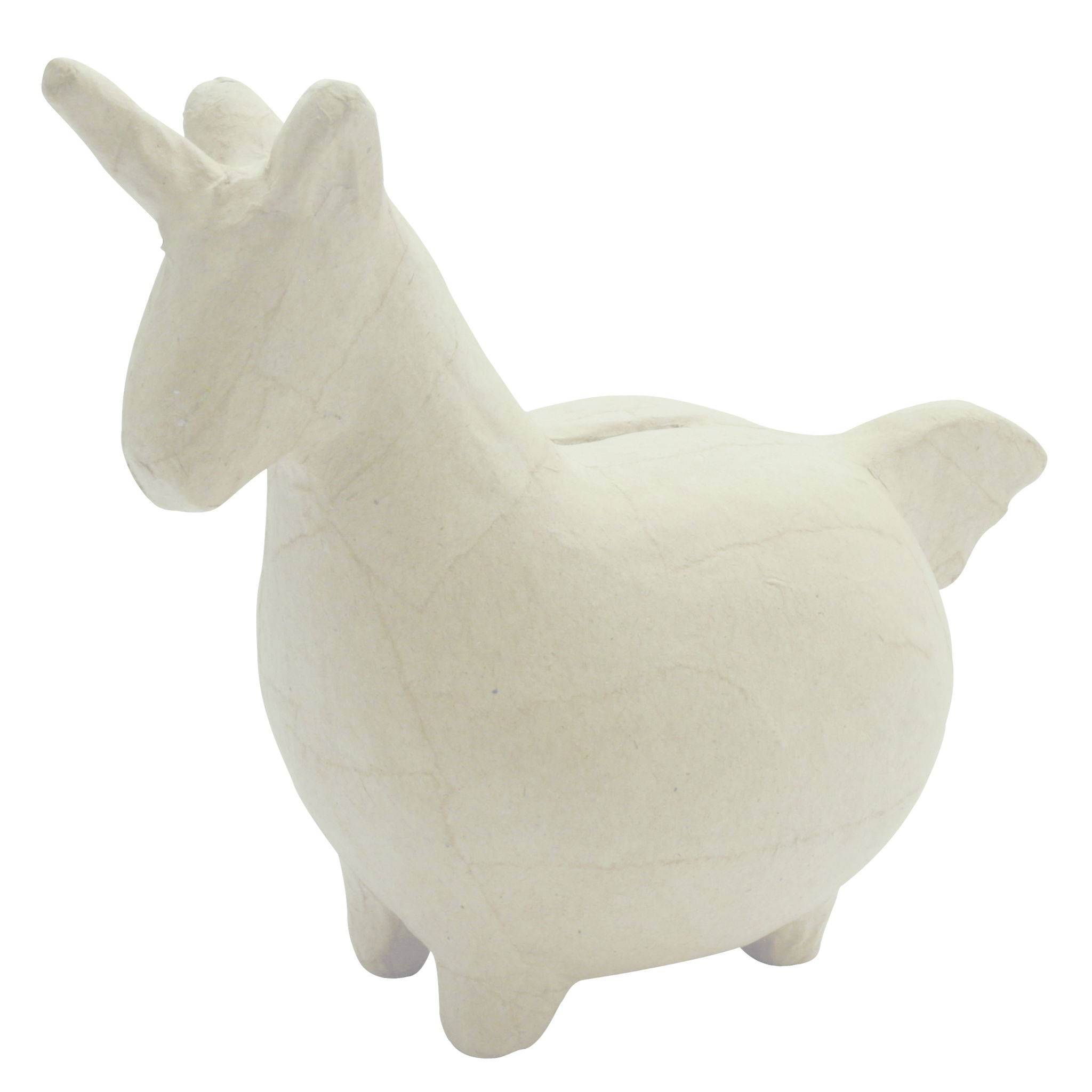 Décopatch 2x Pappmaché, Spardose Einhorn 19,5x10x15,5cm Kartonbraun AC840C