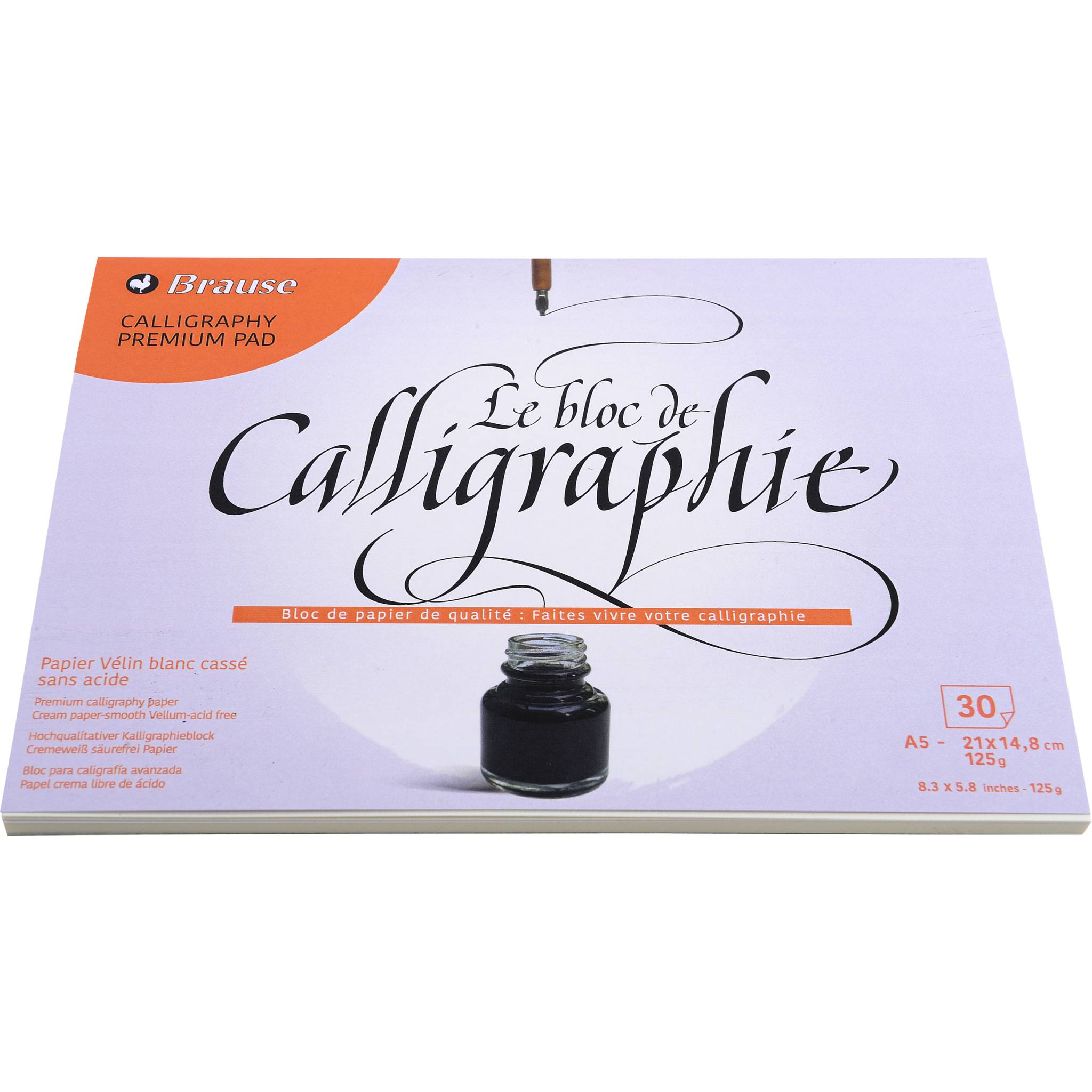 Brause 10x Kalligrafieblock A5, 30 Blatt altweiß 125g - Creme 96438B