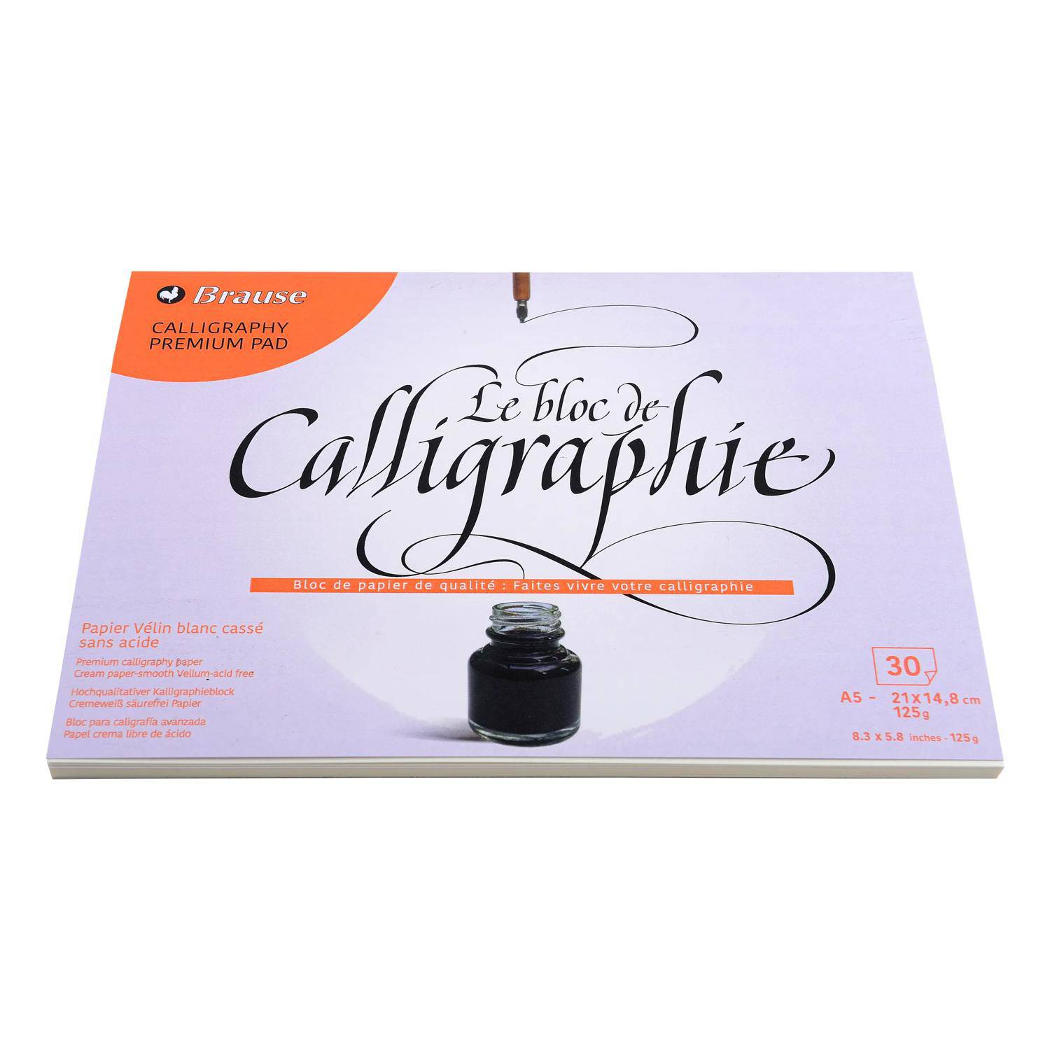 Brause 10x Kalligrafieblock A5, 30 Blatt altweiß 125g - Creme 96438B