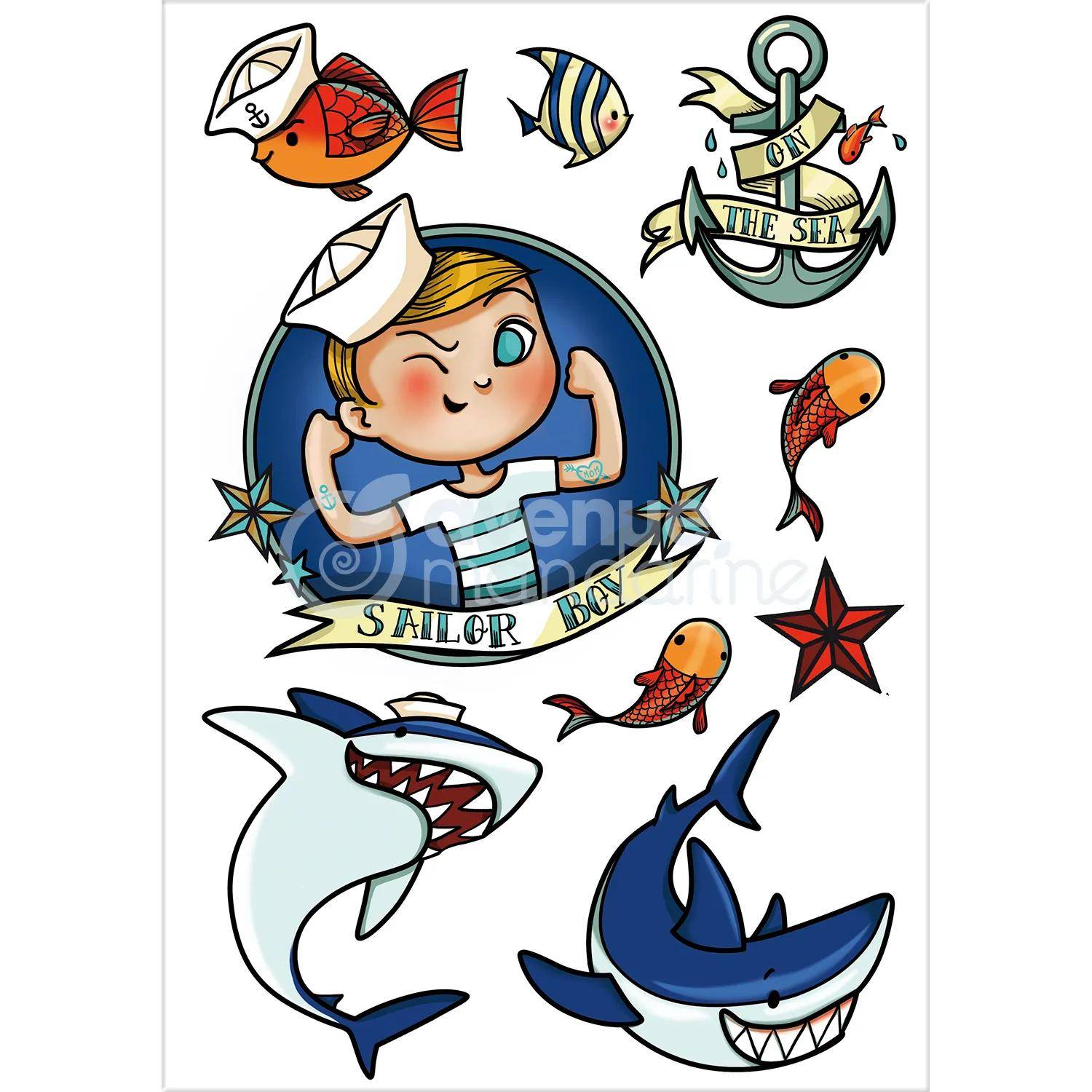 Avenue Mandarine 10x Tattoo' Mania, Marine - Mehrfarbig CC004O