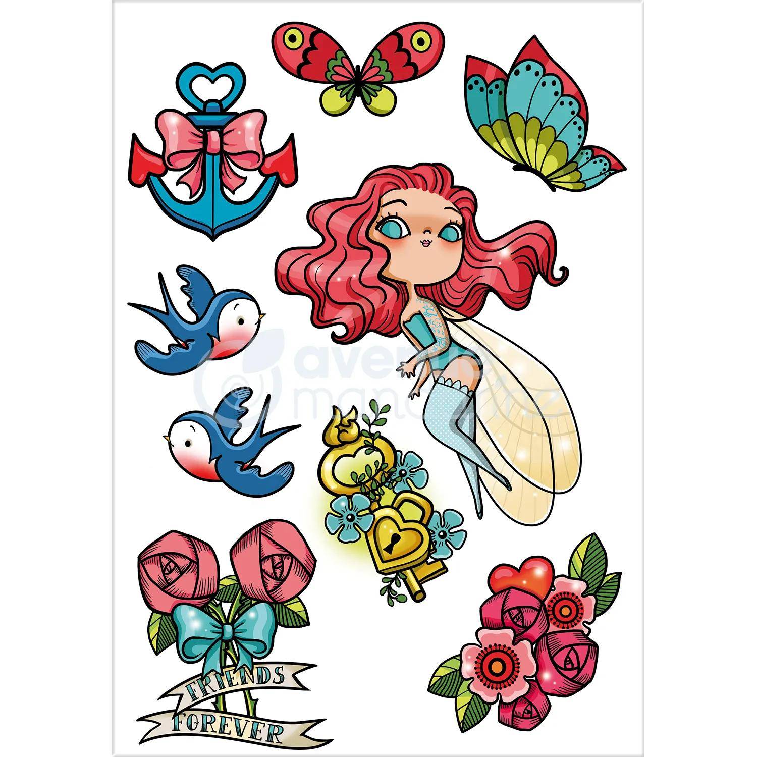 Avenue Mandarine 10x Tattoo' Mania, Fee - Mehrfarbig CC002O