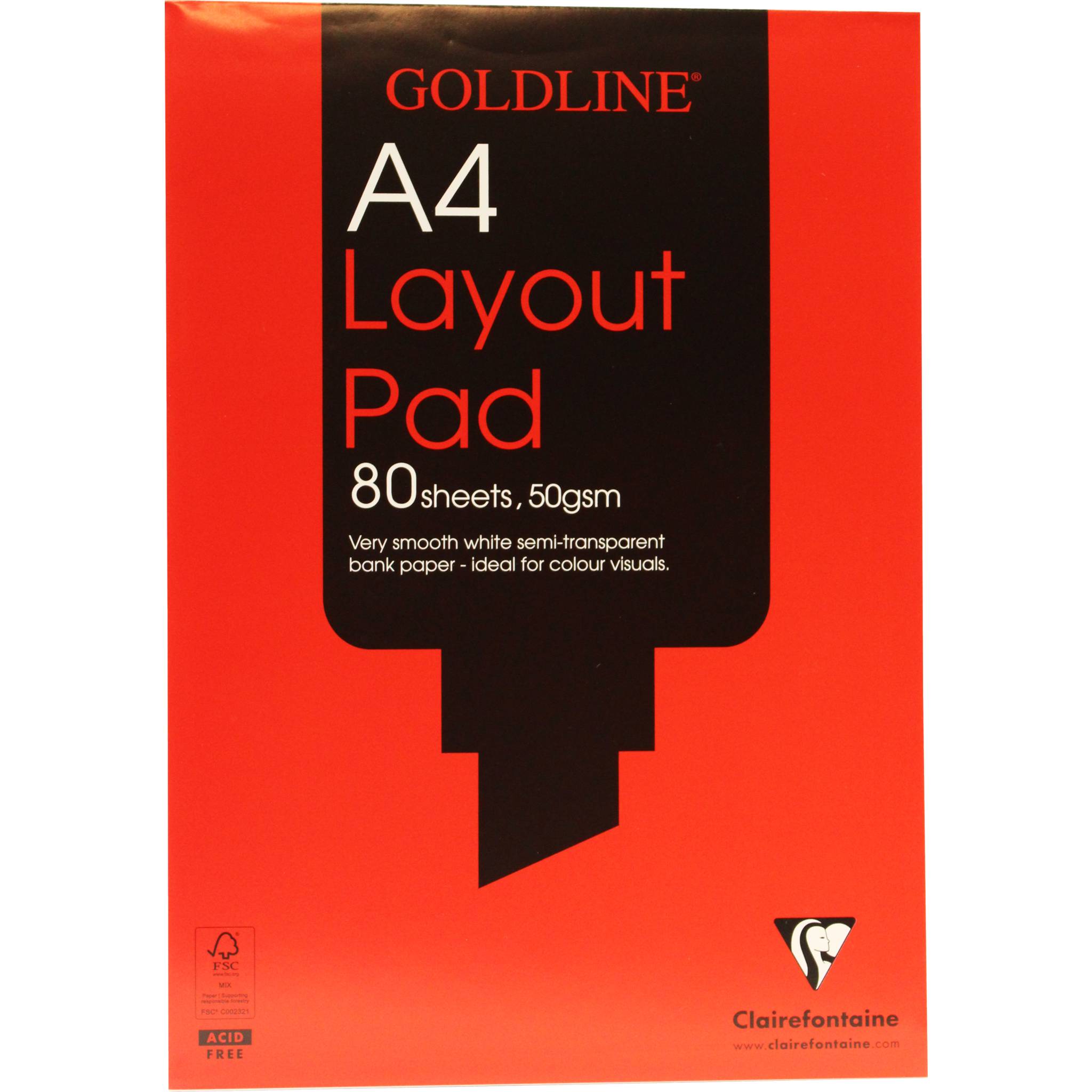 Clairefontaine 5x Goldline Layout Pad, Block geleimt, 80 Blatt A4 50g GPL1A4Z