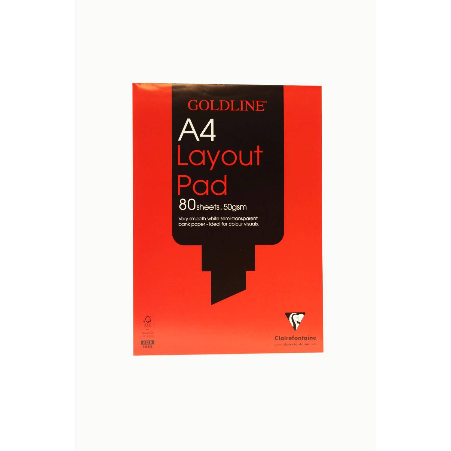 Clairefontaine 5x Goldline Layout Pad, Block geleimt, 80 Blatt A4 50g GPL1A4Z