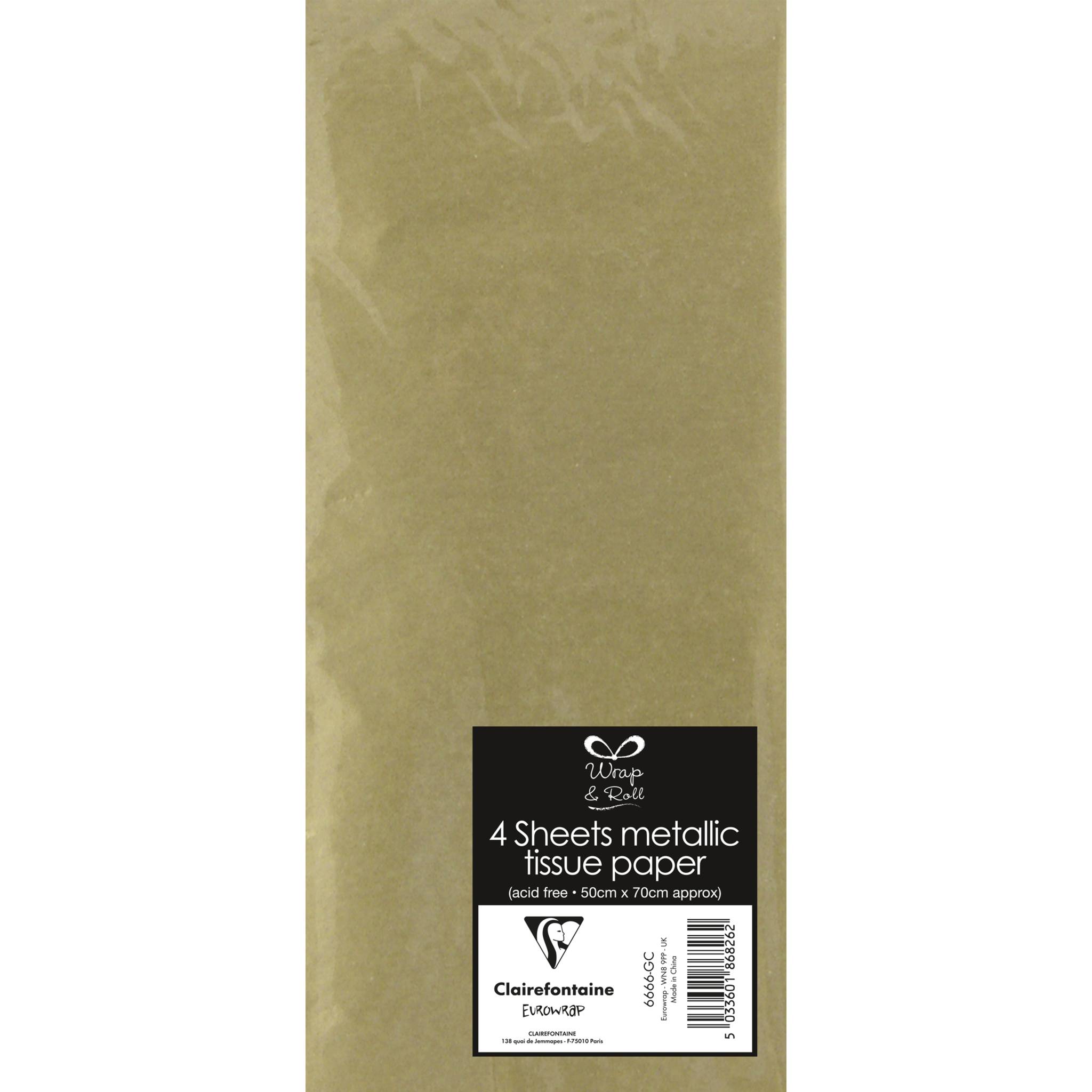 Clairefontaine 12x Seidenpapier Pack. 6 Blatt 50x70cm gold Metallic - 6666-GC