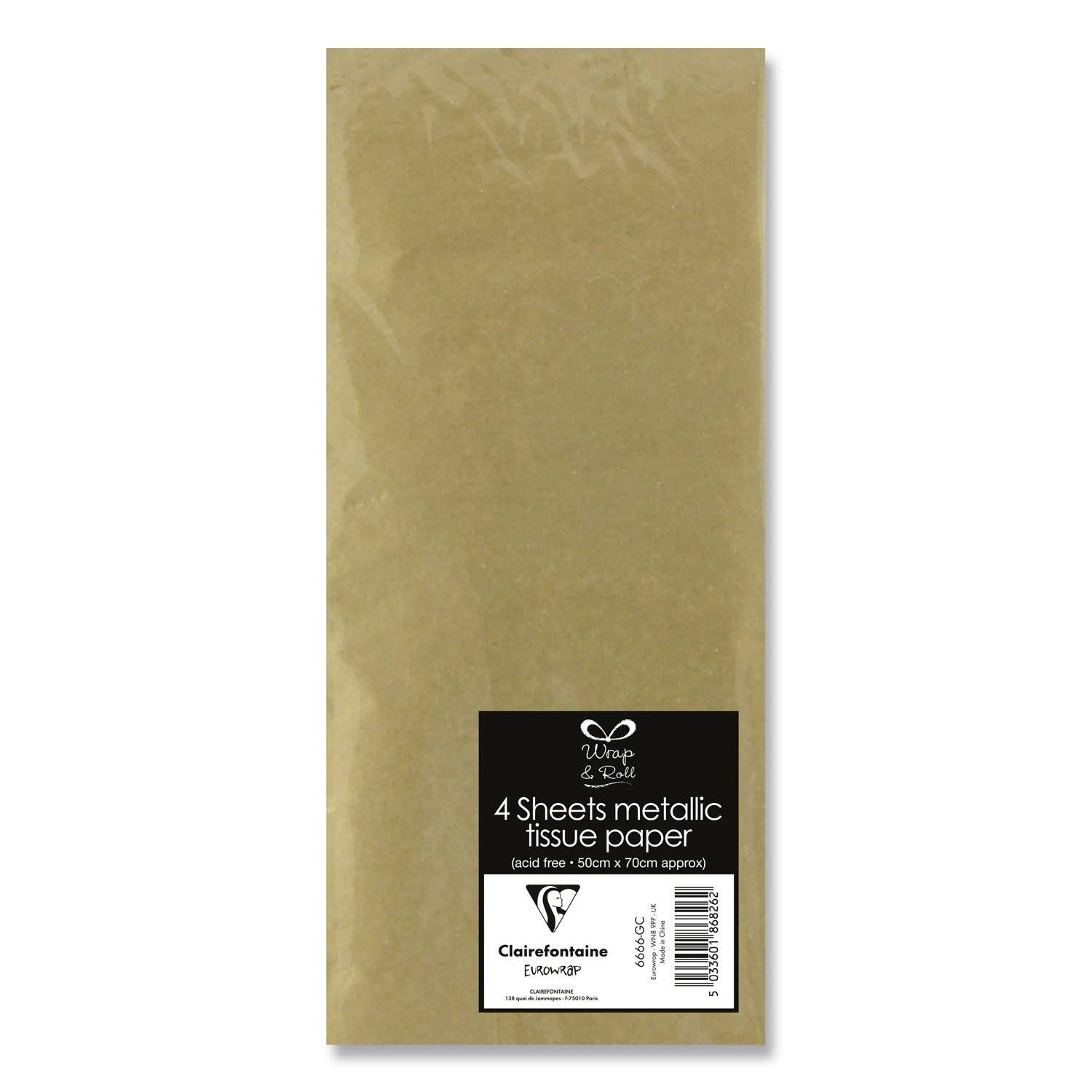 Clairefontaine 12x Seidenpapier Pack. 6 Blatt 50x70cm gold Metallic - 6666-GC