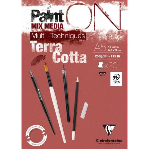 Clairefontaine 4x PaintON Terracotta, Block A5, geleimt, 20 Bl 250g, 976152C