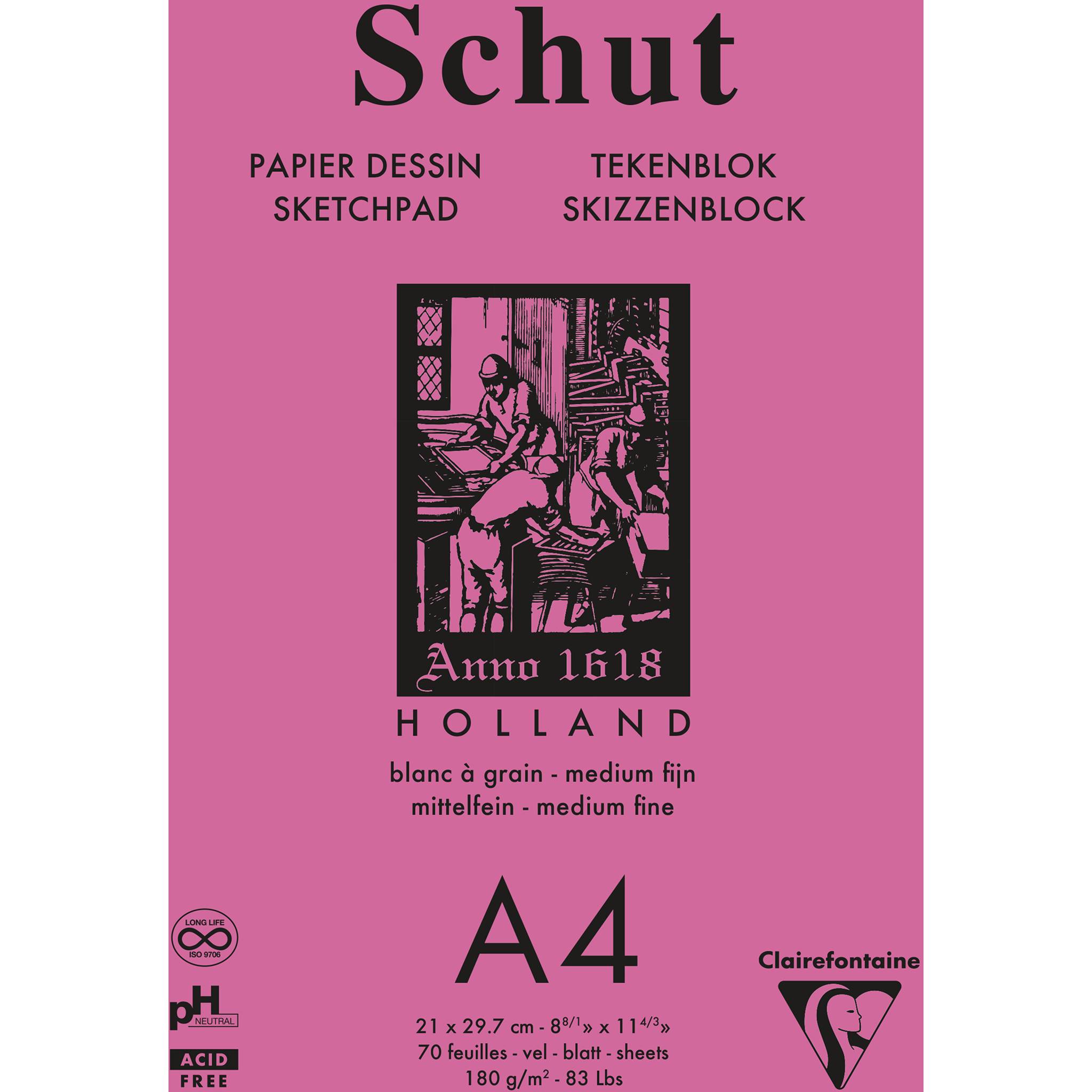 Clairefontaine 5x Skizzenblock A4 70 Blatt weiß telfeine Körnung SCH11814C