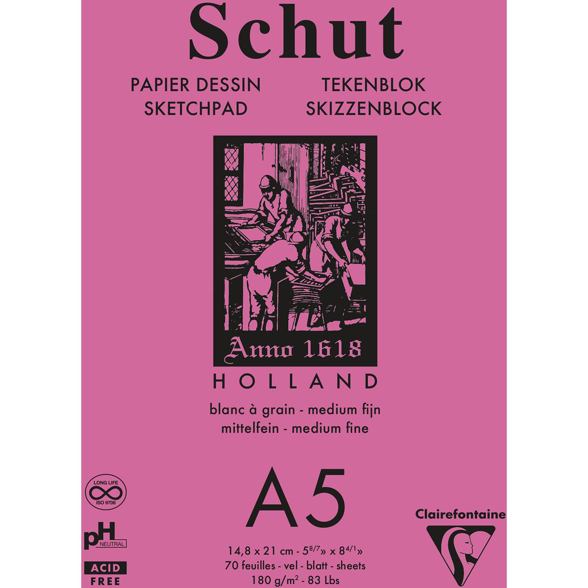 Clairefontaine 5x Skizzenblock A5 70 Blatt weiß telfeine Körnung SCH11815C