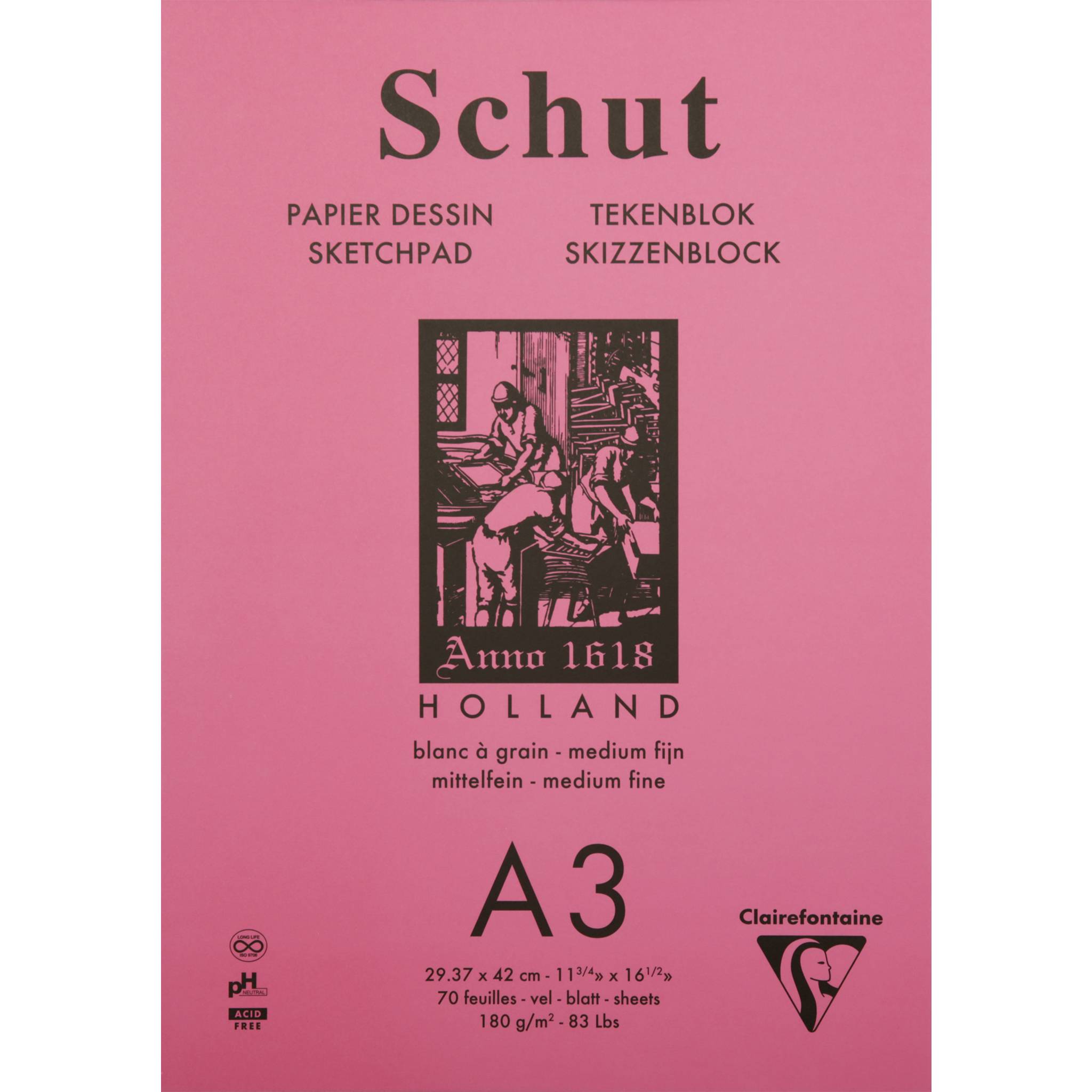 Clairefontaine 2x Skizzenblock A3 70 Blatt weiß telfeine Körnung SCH11813C