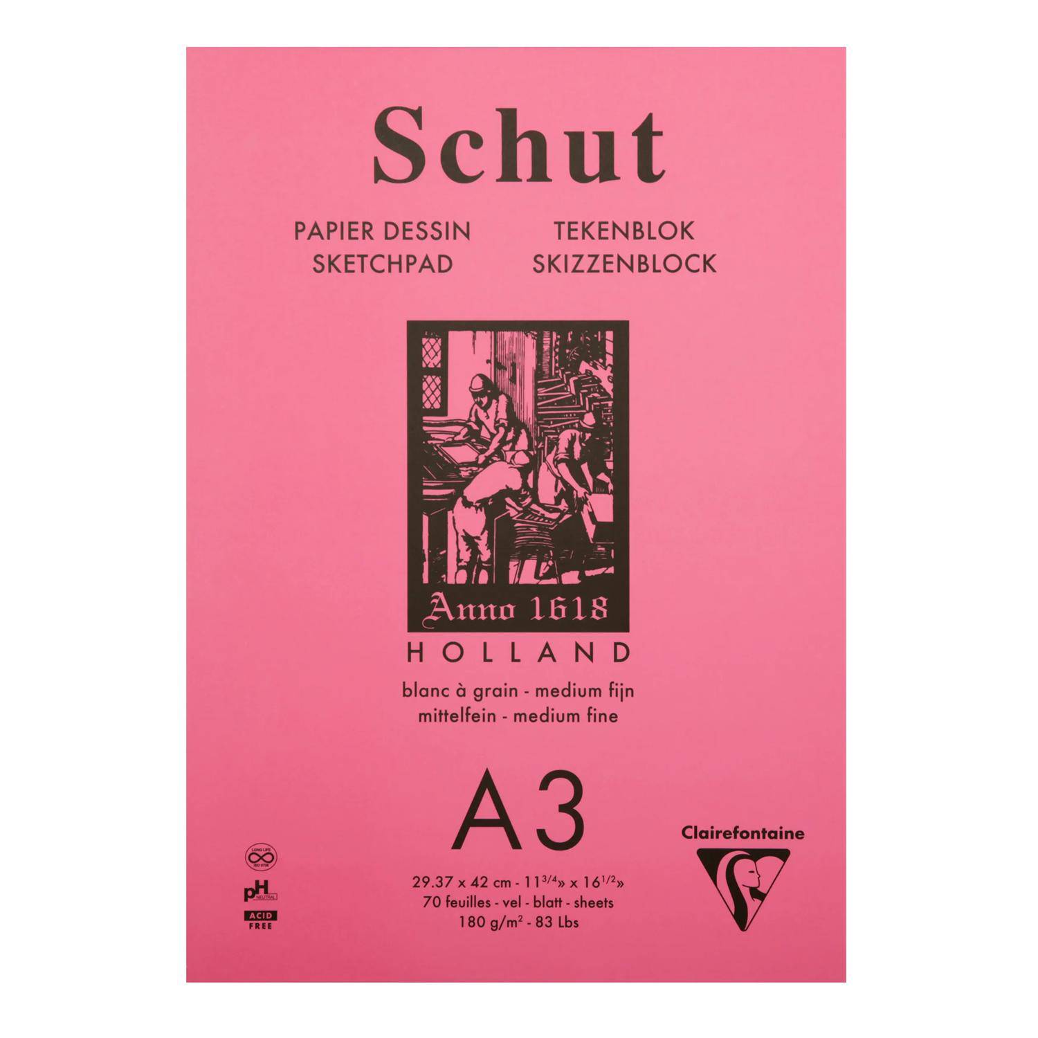 Clairefontaine 2x Skizzenblock A3 70 Blatt weiß telfeine Körnung SCH11813C