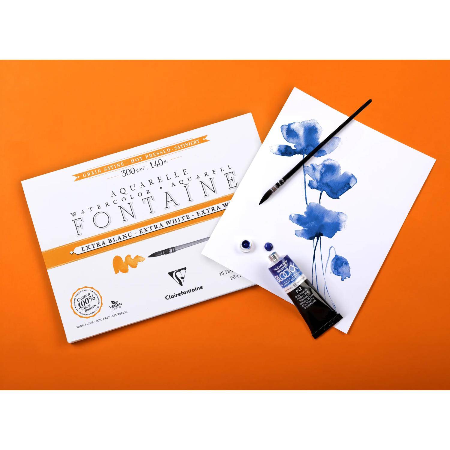 Clairefontaine Aquarellpapier 5 Blatt Bogen mit 4-seitigem Büttenrand - 976033C