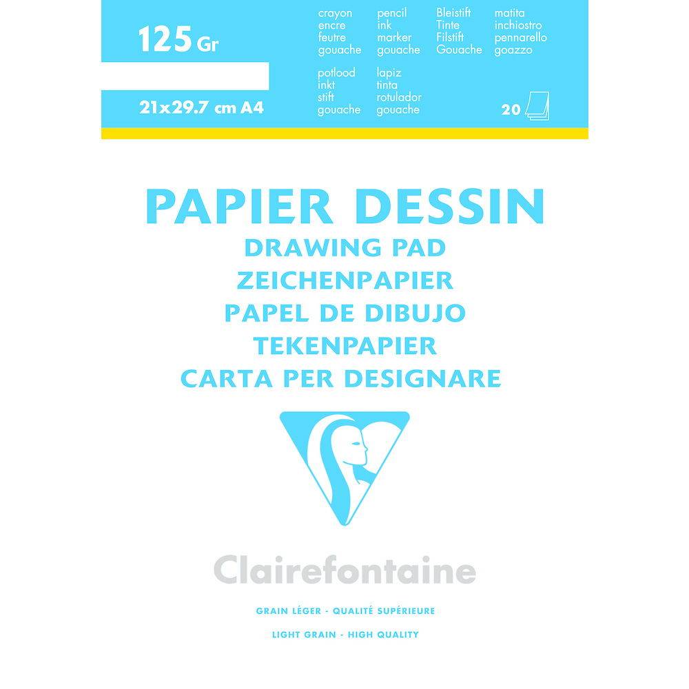 Clairefontaine 10x Gekörntes Zeichenpapier Block geleimt 20 Blatt A4 weiß 97118C