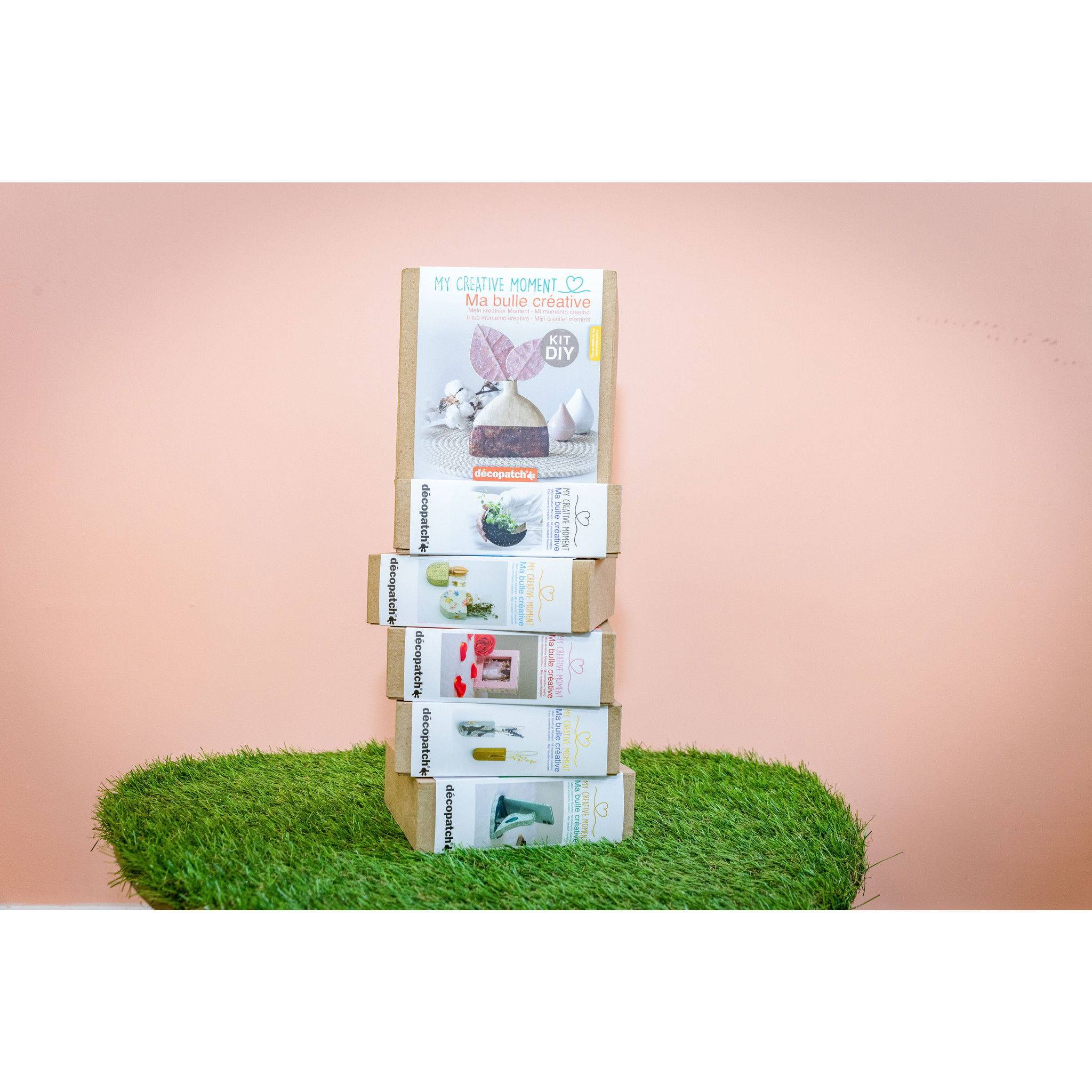 Décopatch 5x Mini-Set für Erwachsene, Mein kreativer Moment Vase/Blätter KIT039C