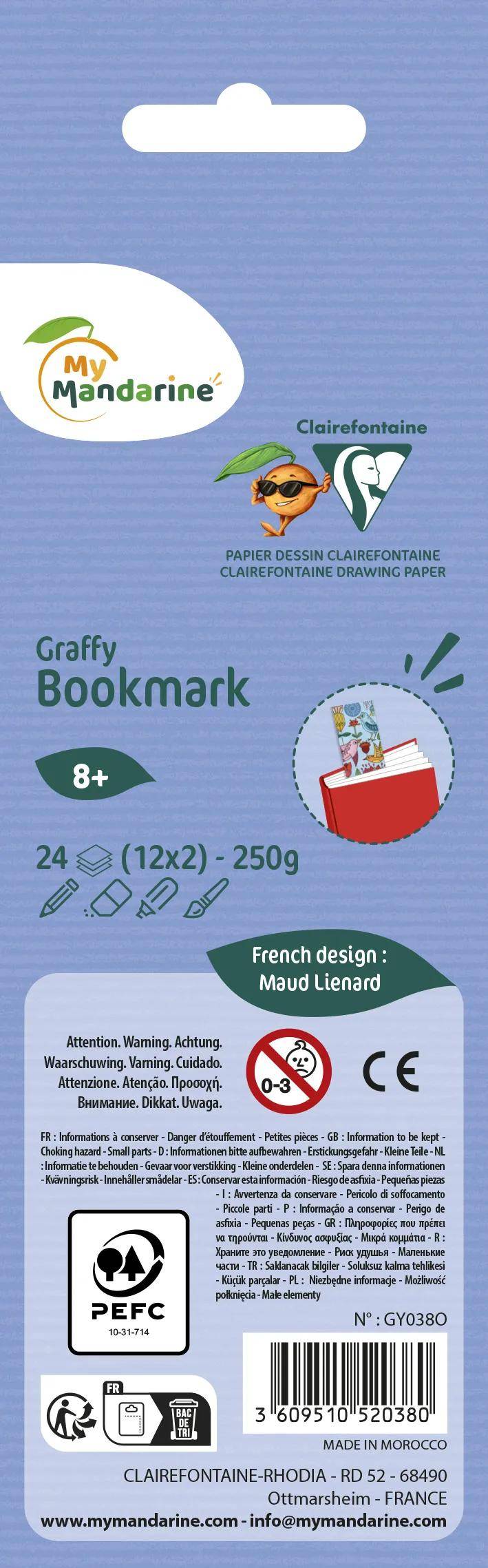 Avenue Mandarine 5x Graffy Bookmark, Mandala/Blumen GY038O