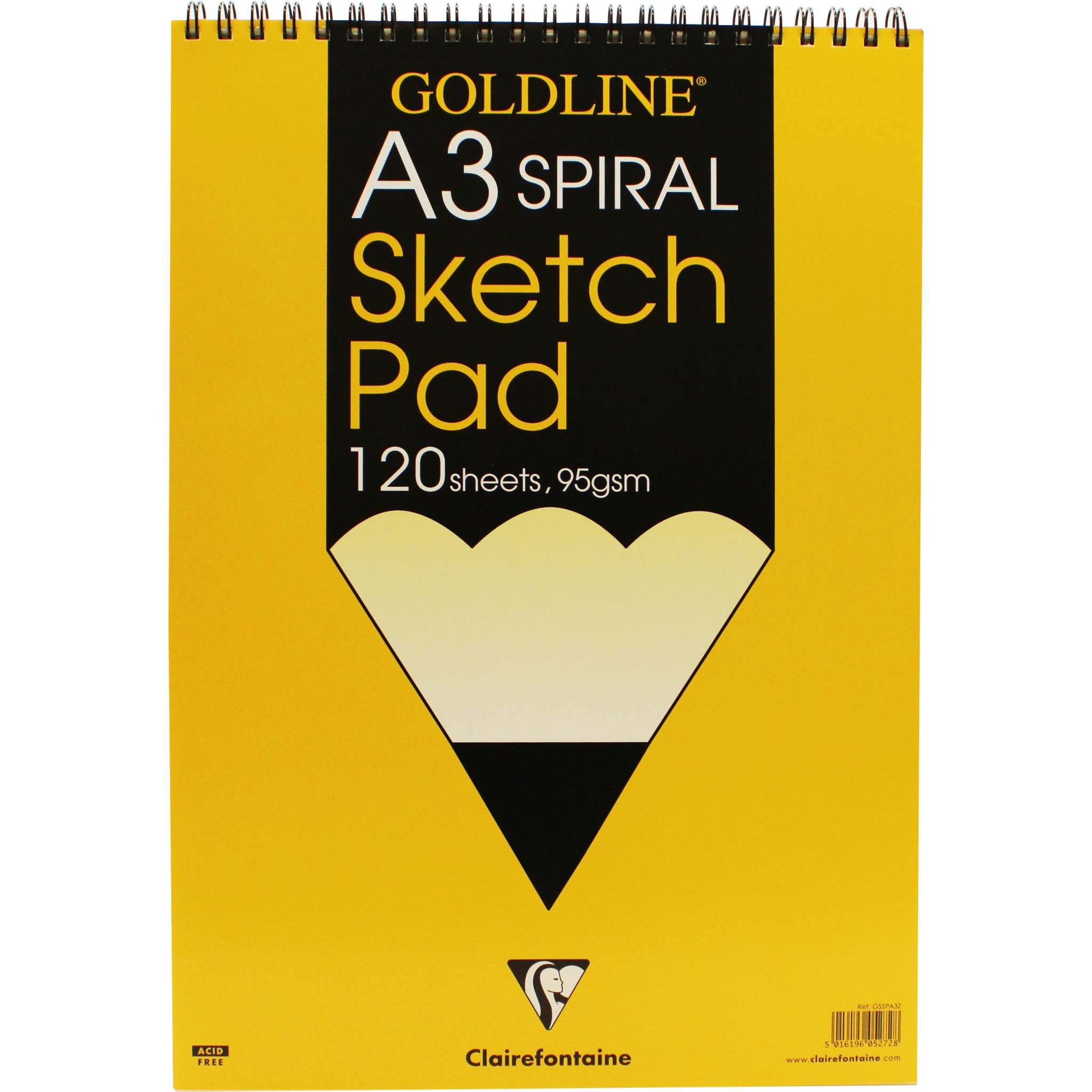 Clairefontaine 4x Goldline Sketch Spiralblock, 120 Blatt A3 95g GSSPA3Z