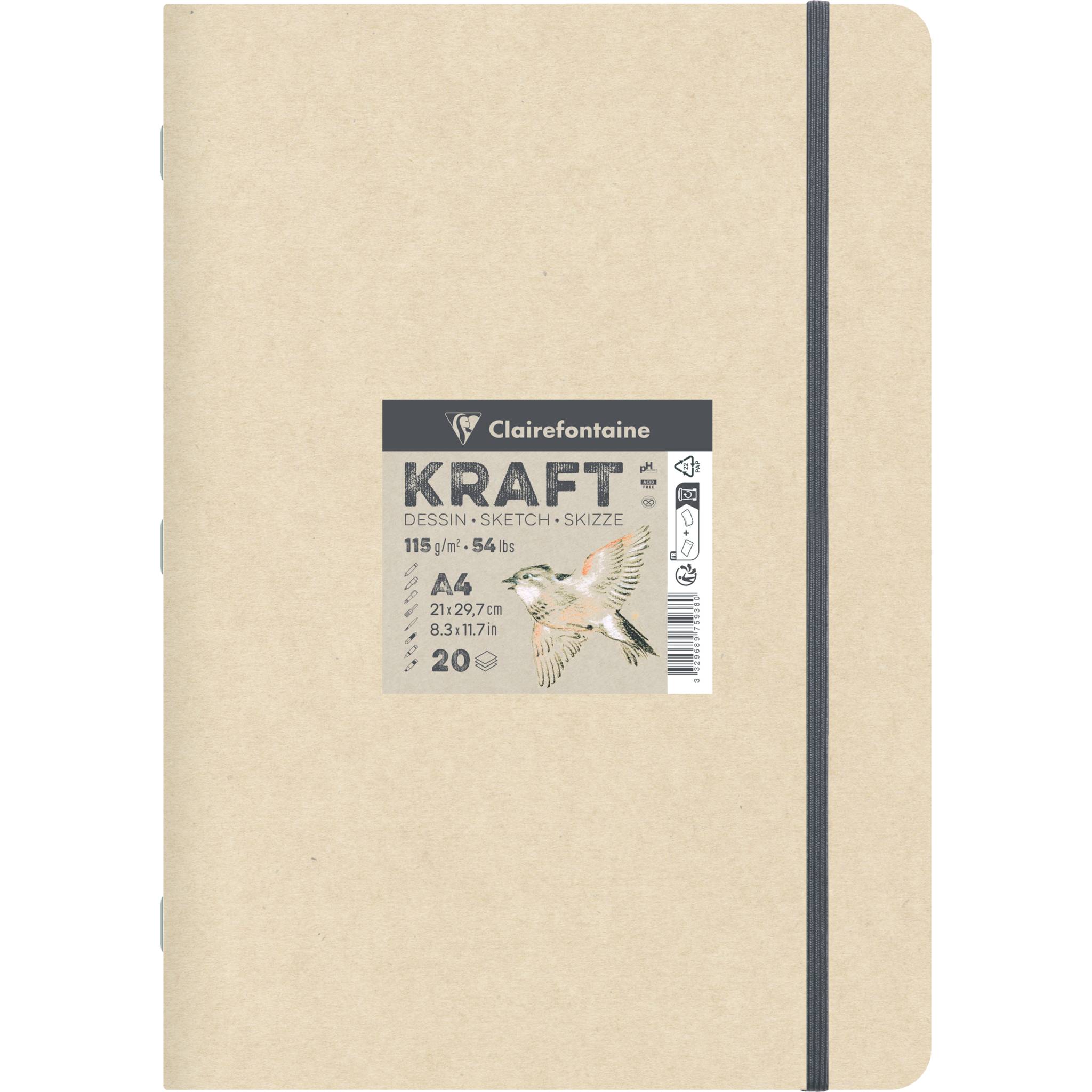 Clairefontaine 10x Kraft Skizzenheft A4, 20 Blatt 115g 975938C