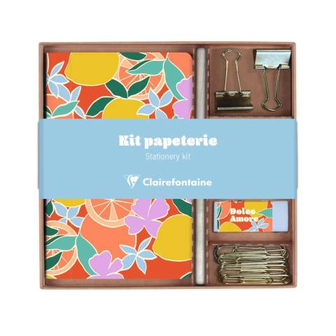 Clairefontaine 3x Set Notizbuch Bleistift Büroklammern und Radiergummi 116283C