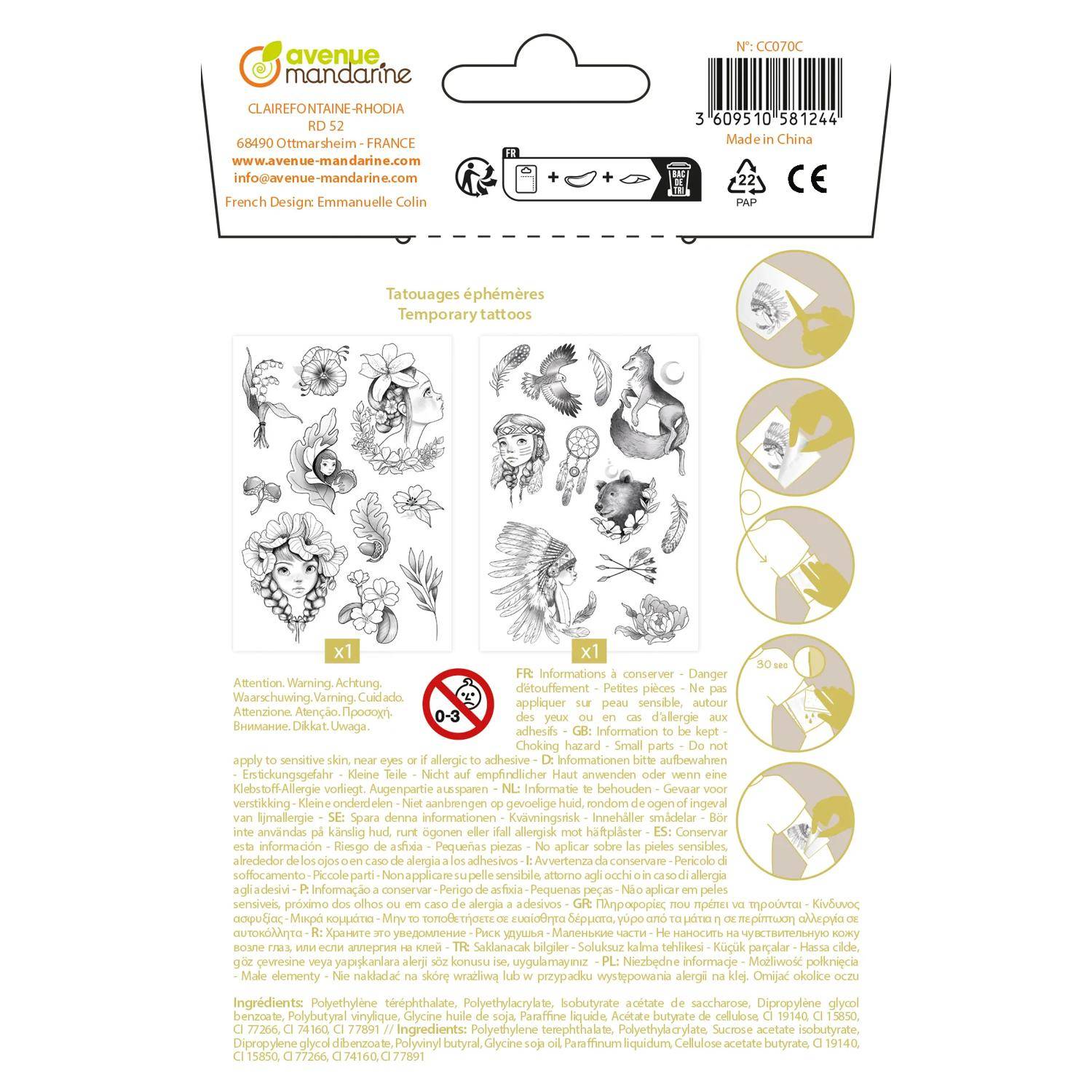 Avenue Mandarine 10x Tattoo'Mania, Wild - Mehrfarbig CC070C