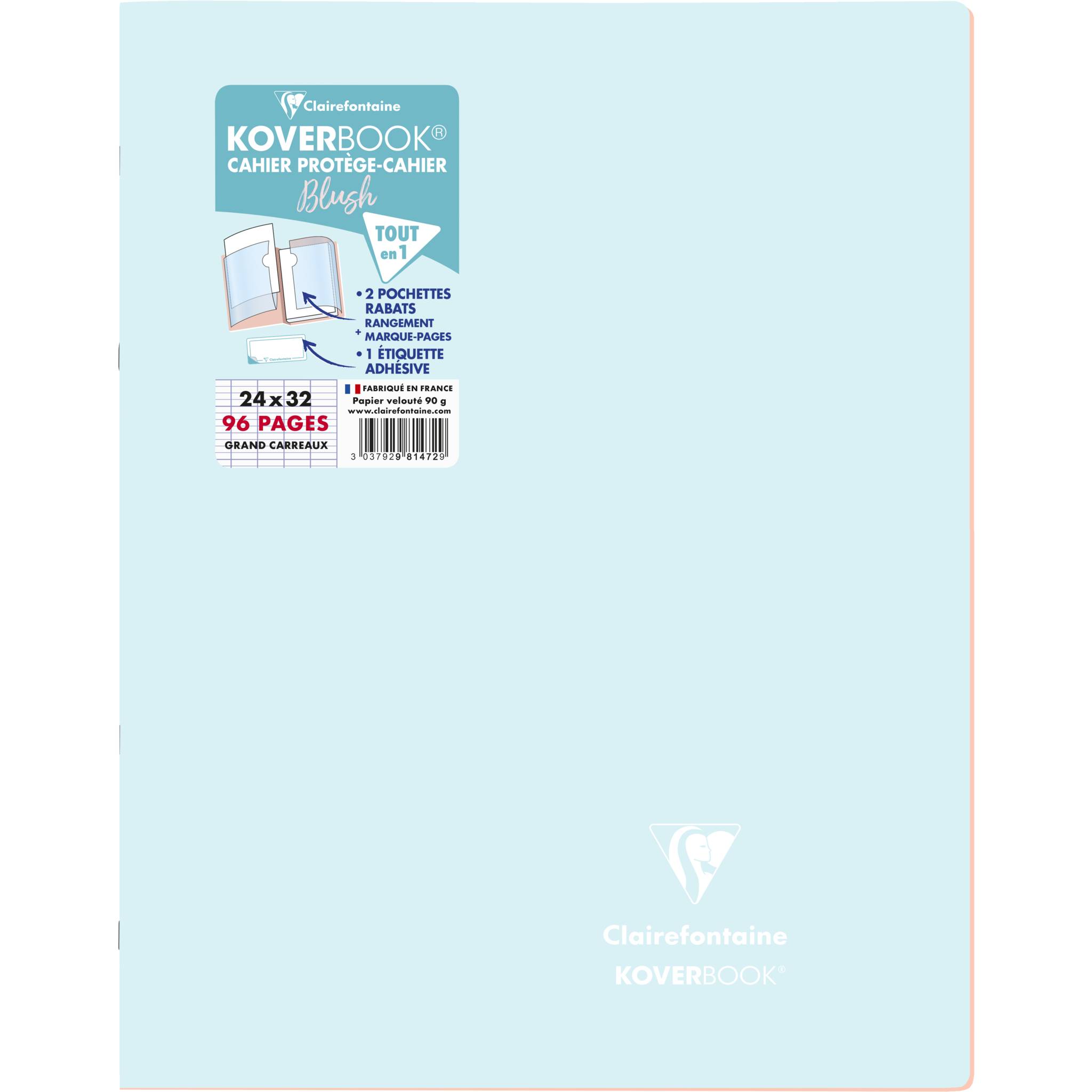 Clairefontaine 10x Koverbook Heft 24x32cm, 48 Blatt 90g Eisblau/Koralle 981472C