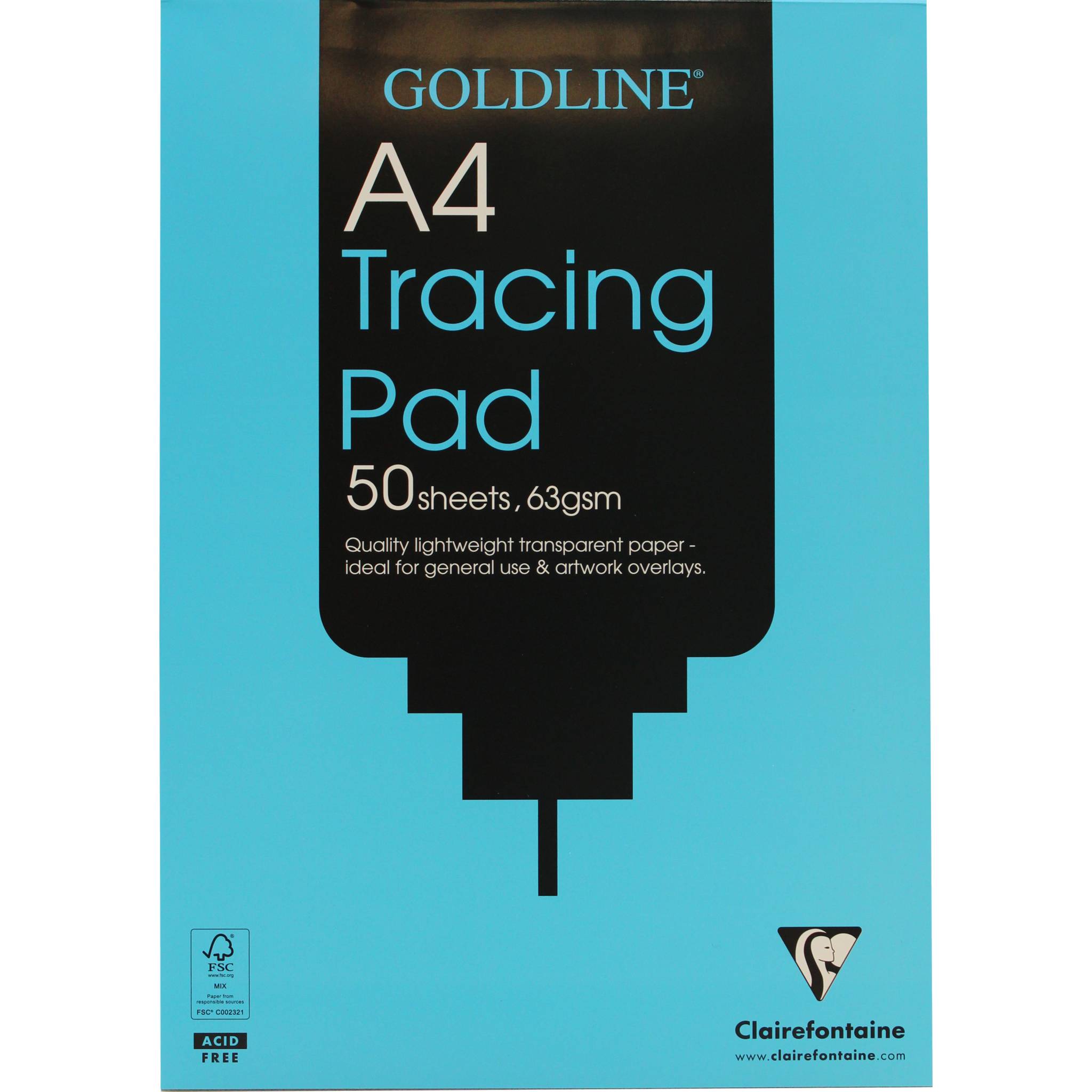 Clairefontaine 5x Goldline Transparentpapier Block geleimt, 50 Bl A4 63g GPT2A4Z