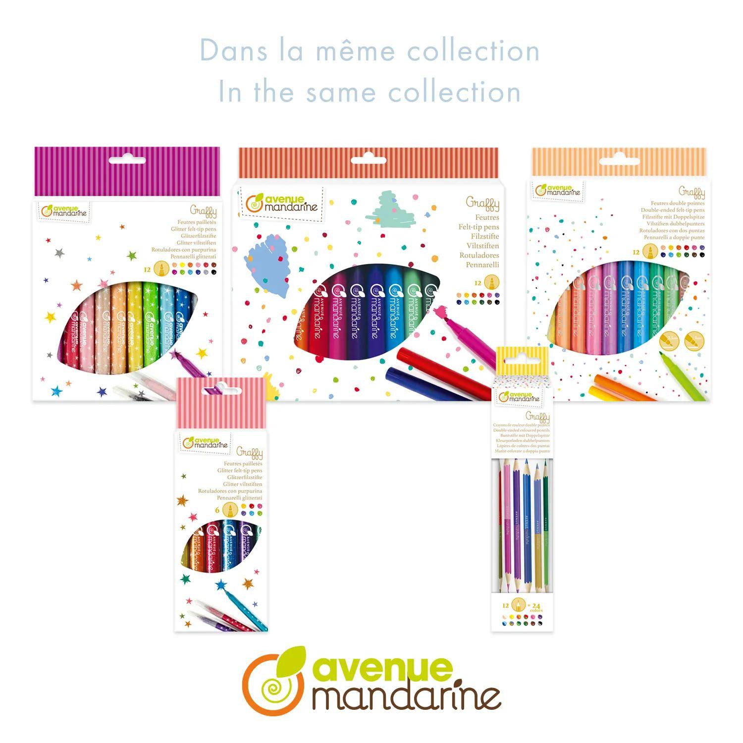 Avenue Mandarine 10x Packung mit 12 Glitzerstiften, 14x1,6x18,5 cm CC068C