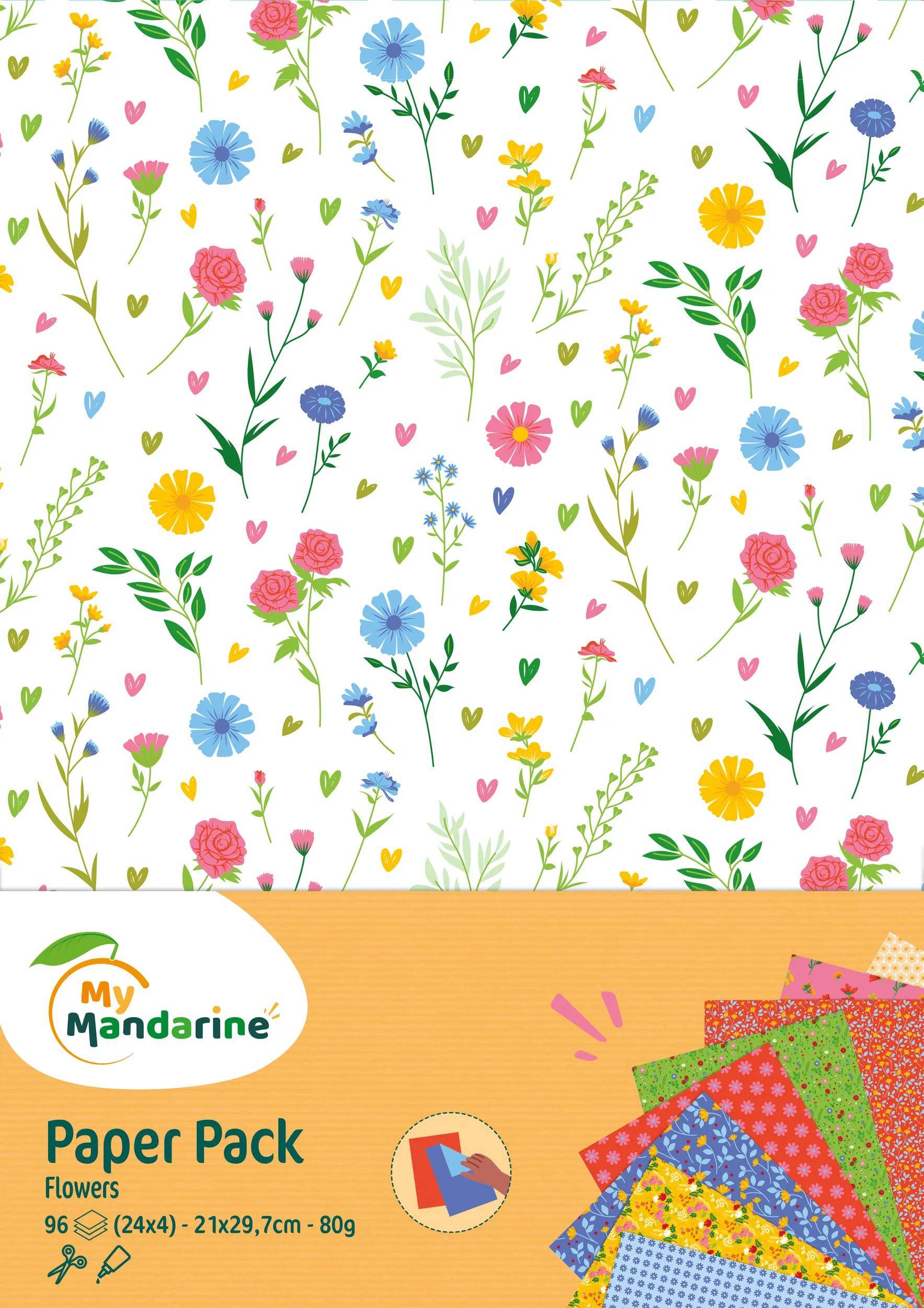 Avenue Mandarine 3x Paper Pack, Flowers - Mehrfarbig CC067C