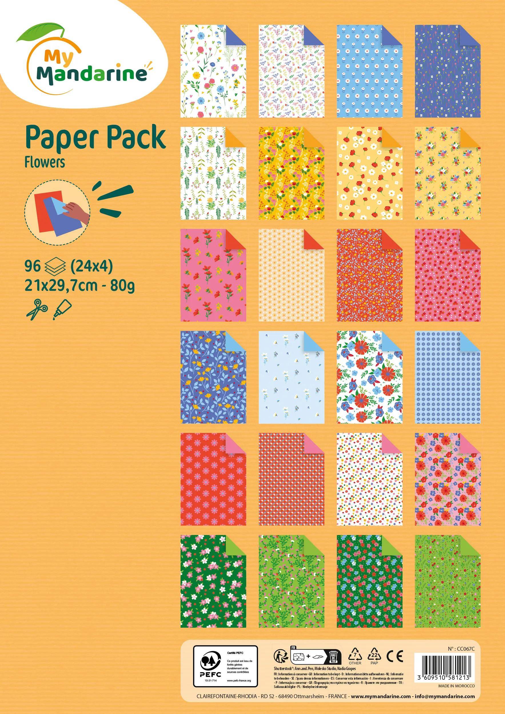 Avenue Mandarine 3x Paper Pack, Flowers - Mehrfarbig CC067C
