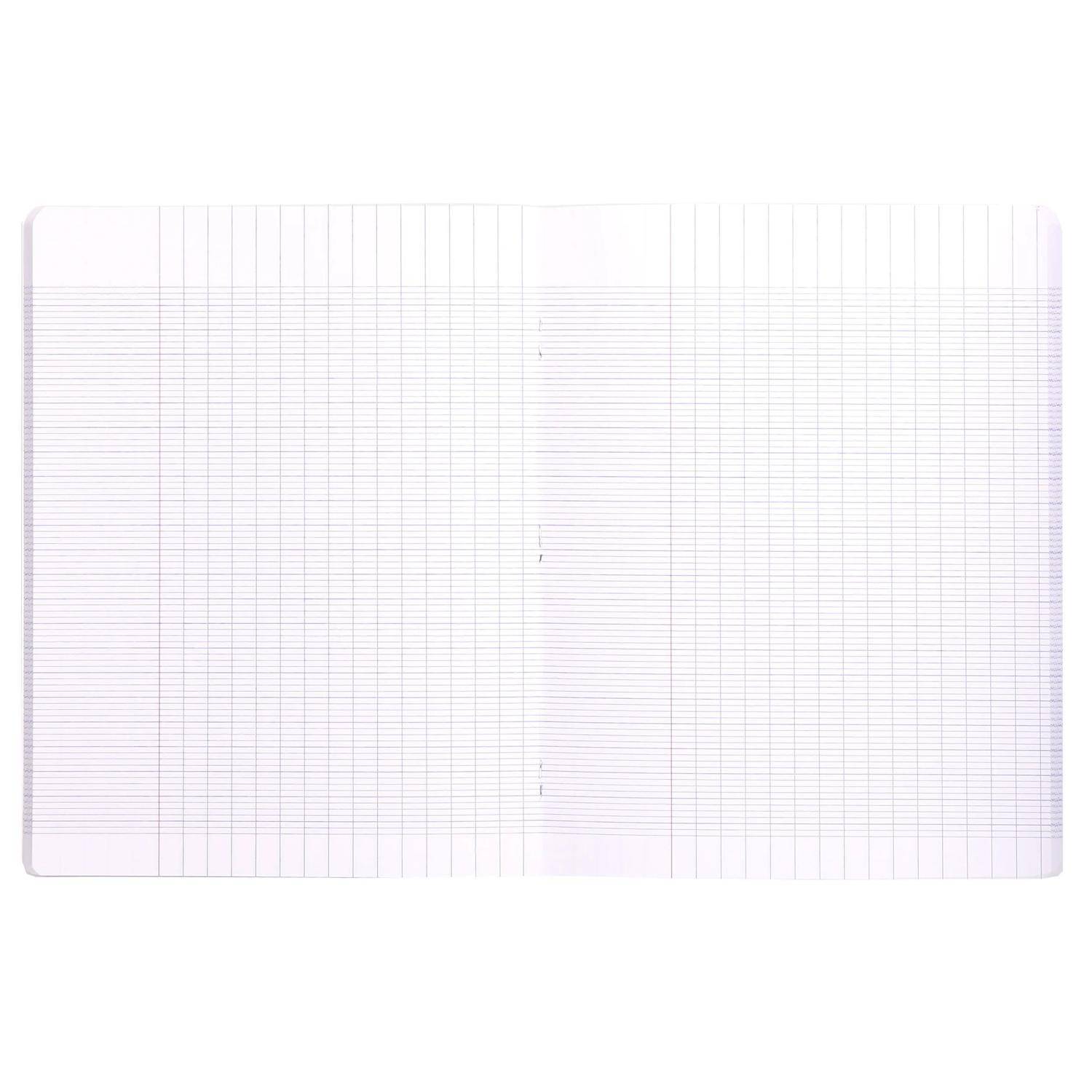Leeres Millimeterpapier-Notizbuchseite mit feiner Mittelfaltung und leichten Gitterlinien.
