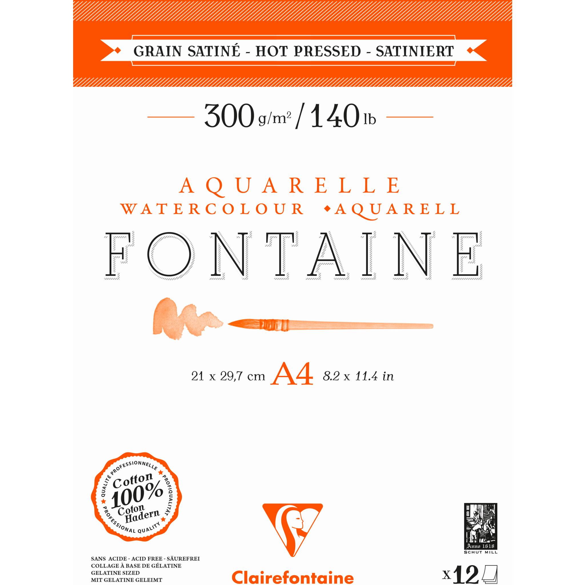 Clairefontaine 5x Aquarellblock 2-seitig geleimt, A4, 12 Blatt weiß 975948C