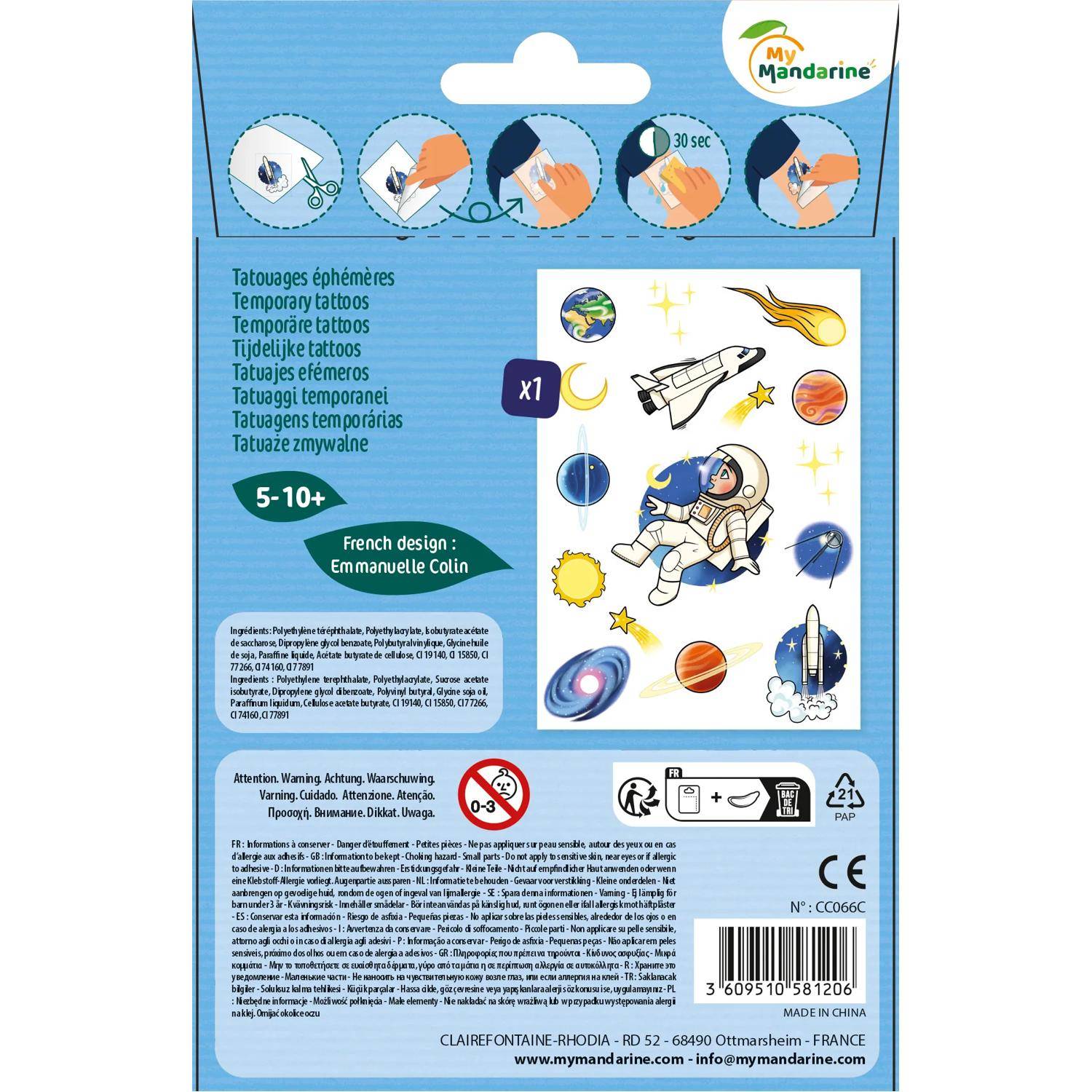 Avenue Mandarine 10x Tattoo Mania, Weltraum - Mehrfarbig CC066C