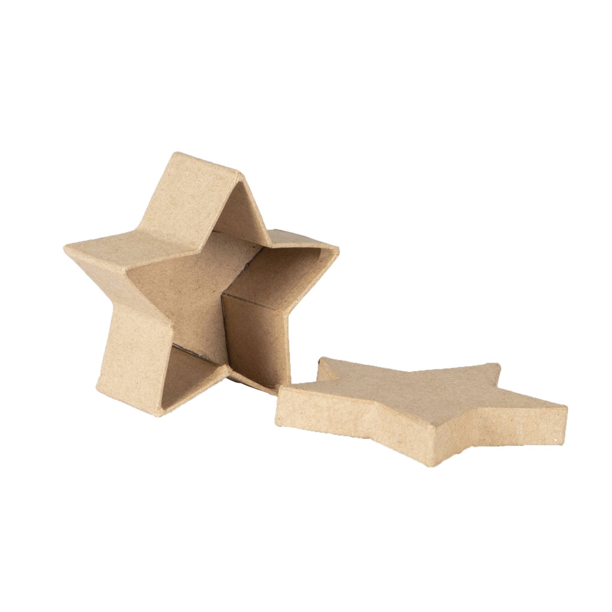 Décopatch 10x Braunes Pappmaché, kleine Sternenbox, 7x7x3 cm Kartonbraun BT085C